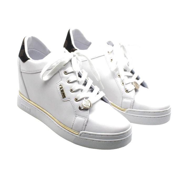 guess wedge sneakers white