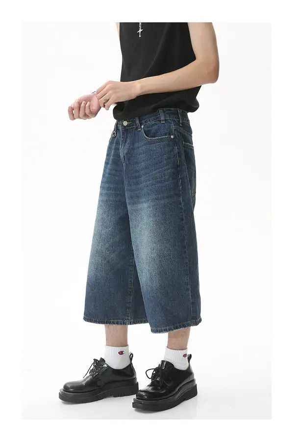 Japanese Brand Japanese retro loose wide-leg flared denim shorts Size US 32 / EU 48 - 3 Thumbnail