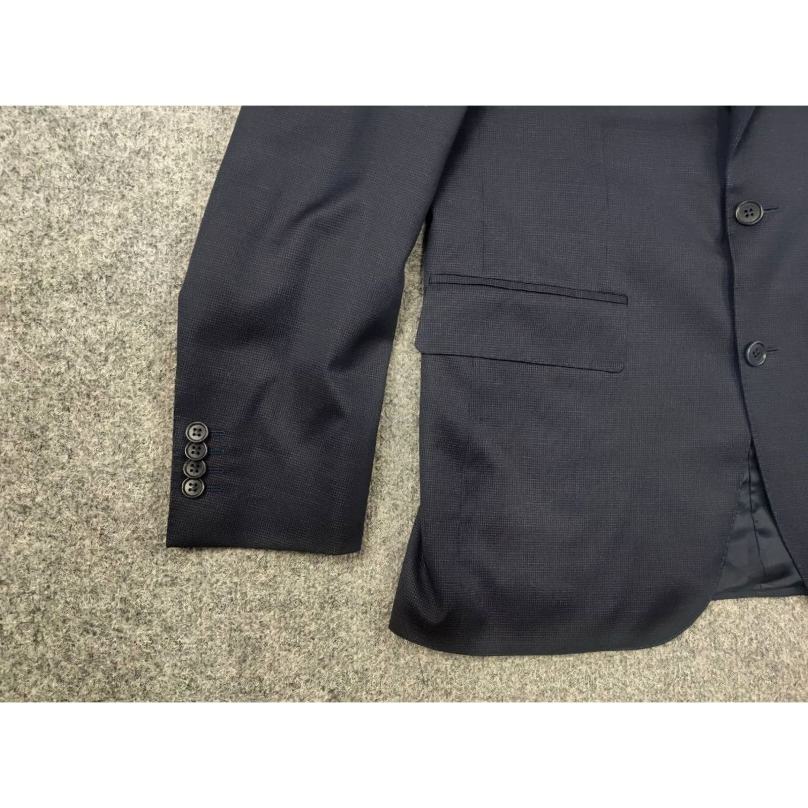Canali VINTAGE Canali Italy Design 15280 Modern Fit 2 button Business Classic Suit Dark Blue Wool Size 50R - 5 Thumbnail