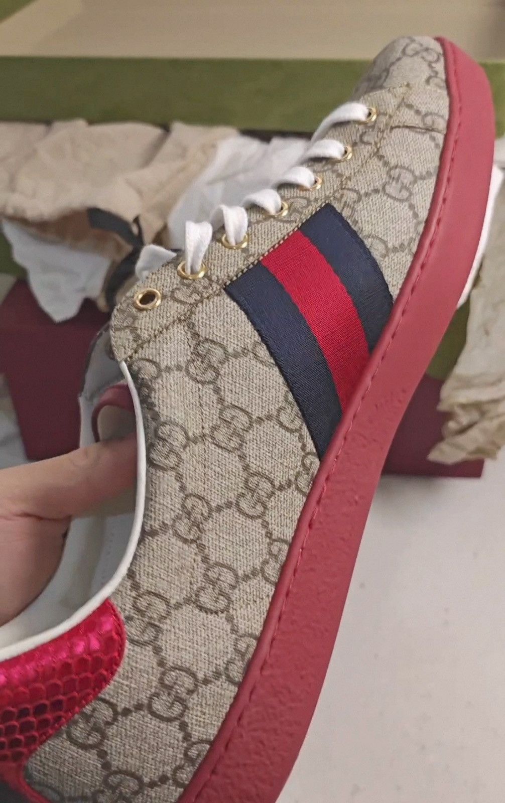 Gucci Gucci Ace Supreme Vintage Casual Sneakers - Size US 13 / EU 46 - 8 Thumbnail