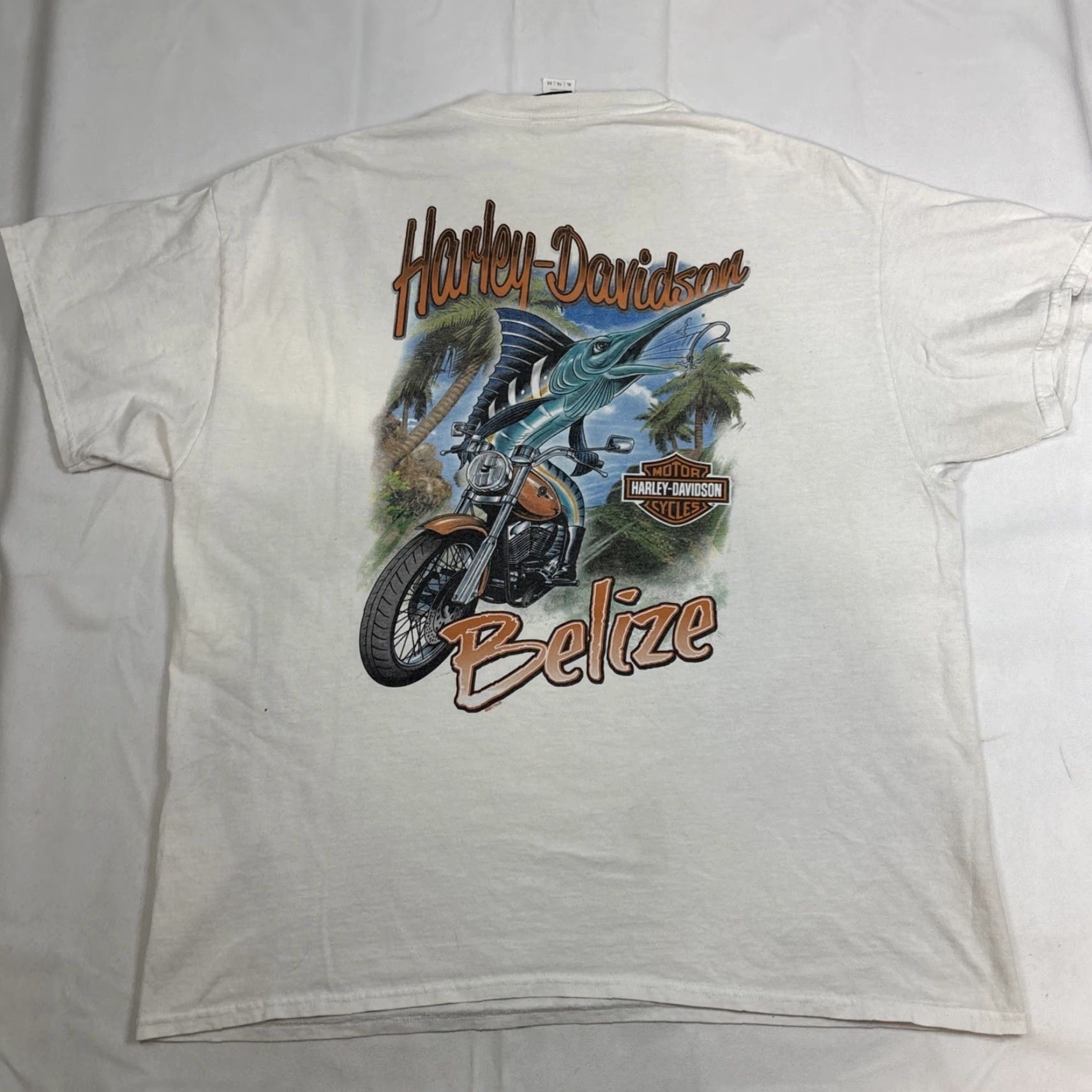 Harley Davidson Harley-Davidson T-Shirt Pocket Men XL White Belize Fish Graphic Sport Size US XL / EU 56 / 4 - 4 Thumbnail