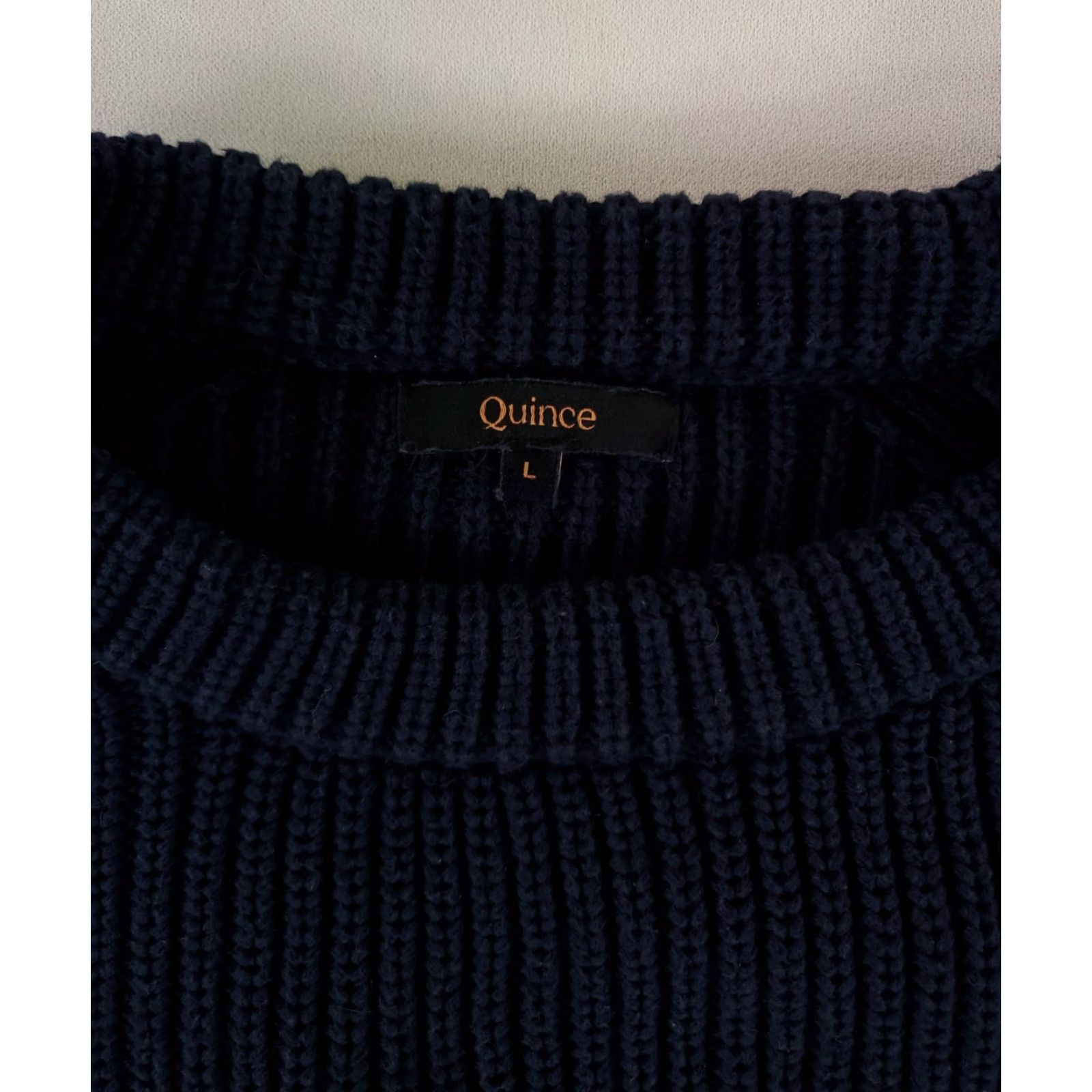 Quince Quince Sweater Cropped Heavy Cotton Knit Long Sleeve Blue Womens L Pullover Size L / US 10 / IT 46 - 2 Thumbnail