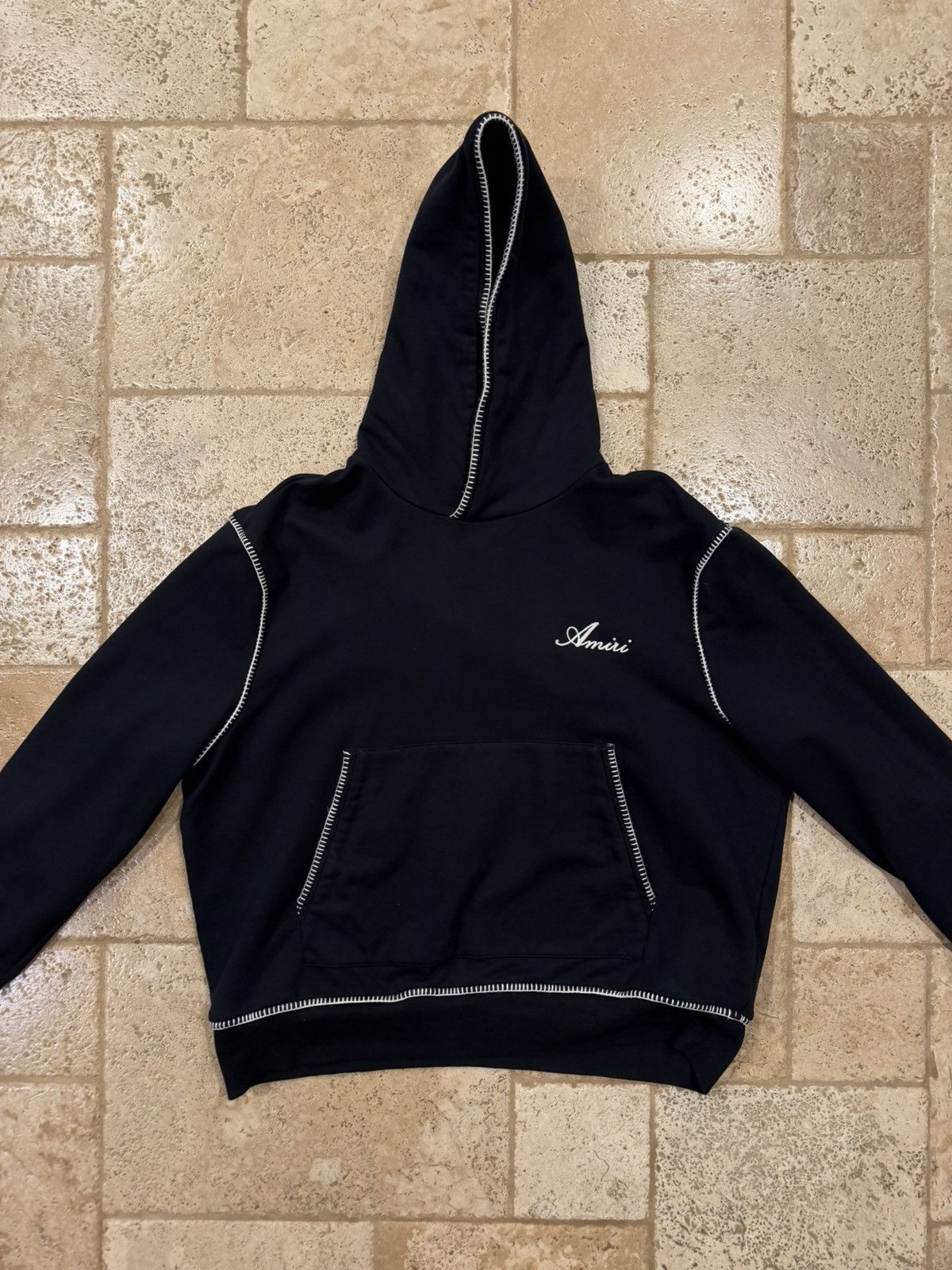 Amiri Amiri Chain Stitch Embroidered Logo Black Pullover Hoodie Size US XXL / EU 58 / 5 - 4 Thumbnail