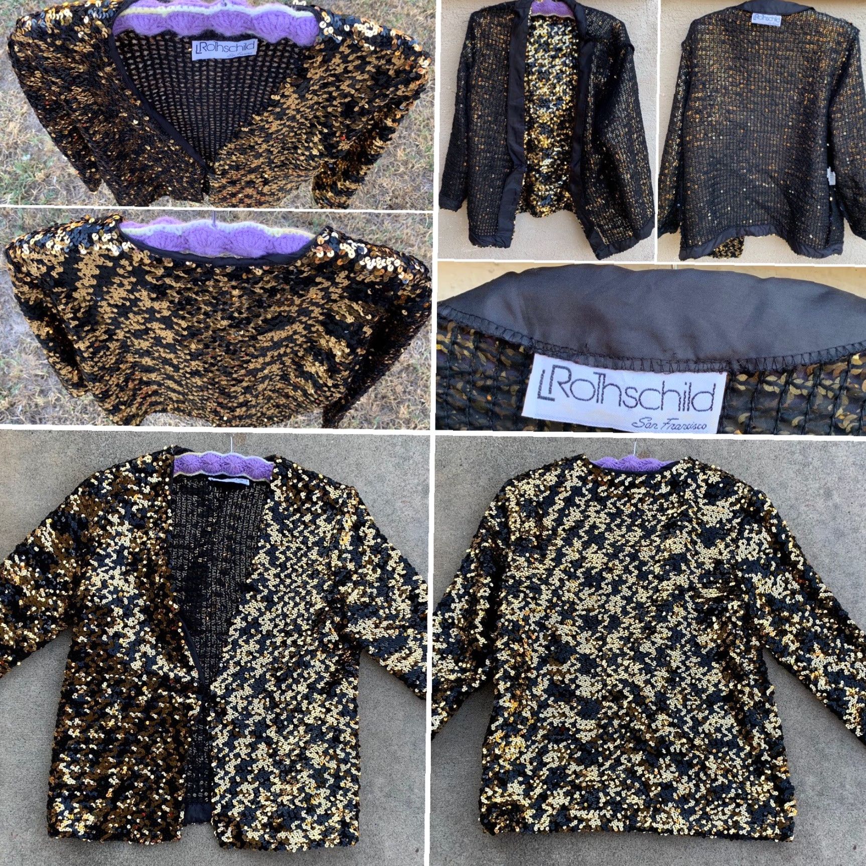 Vintage VINTAGE L Rothschild Sequin Jacket Black & Gold M/L San Francisco 80s Disco Womens Size M / US 6-8 / IT 42-44 - 7 Thumbnail