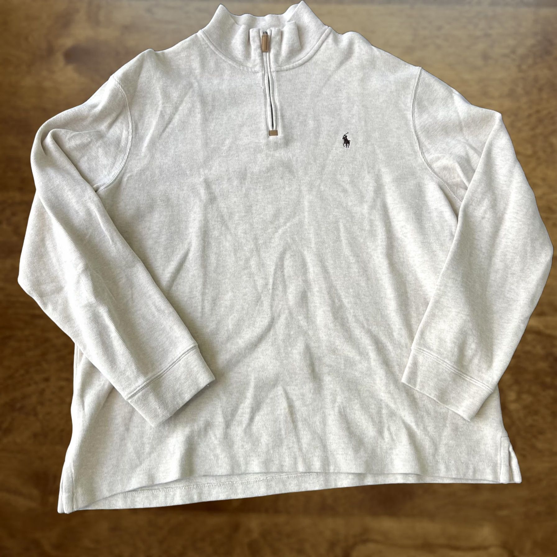 Polo Ralph Lauren Polo Ralph Lauren Pullover Sweater Mens 2XL Beige Quarter Zip Pony Logo Cotton Pullover Knit Mock Neck Size US XXL / EU 58 / 5 - 1 Thumbnail