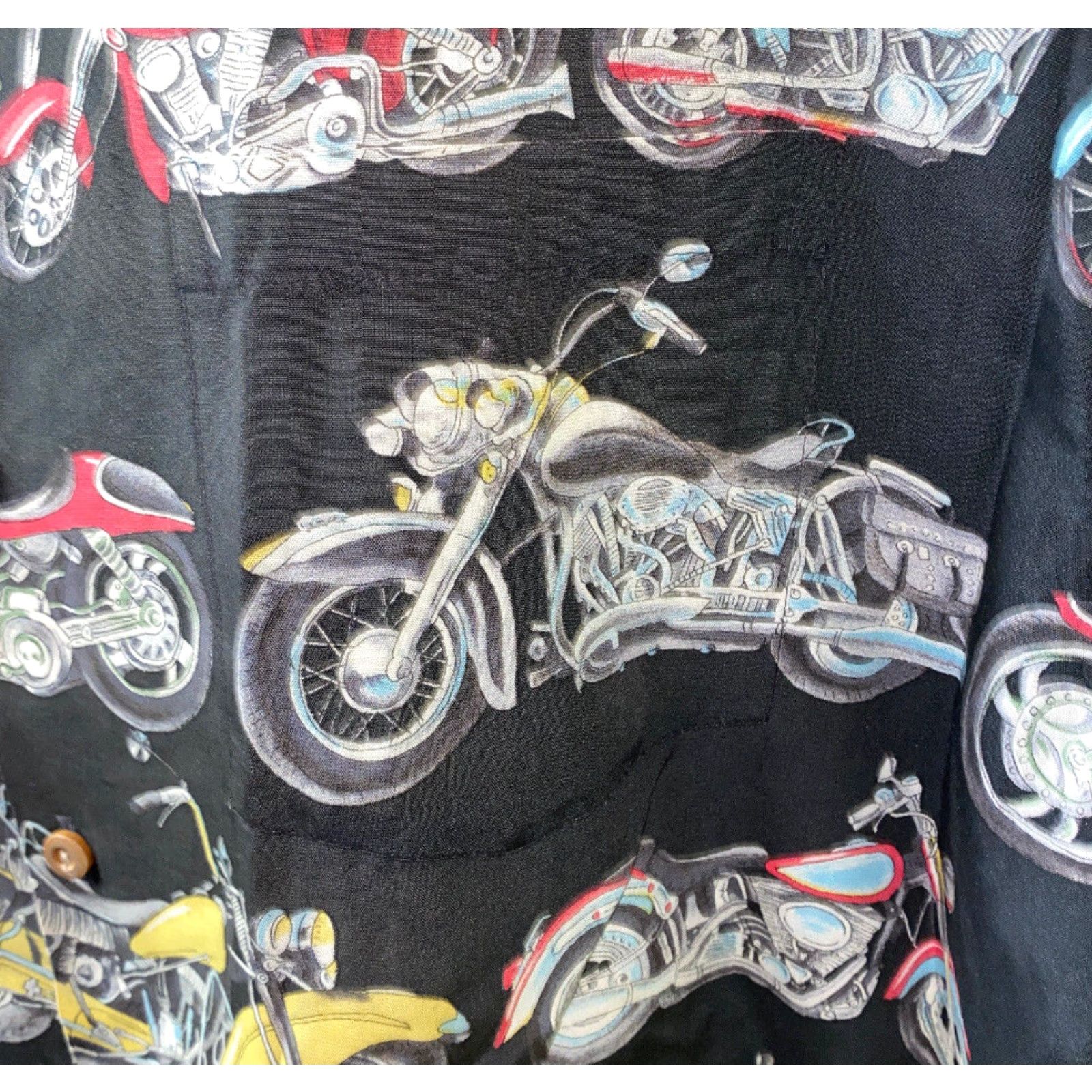 Paradise Found Paradise Found Men's Hawaiian Shirt Motorcycle Print Aloha Casual Button-Up XL Multicolor Size US XL / EU 56 / 4 - 4 Thumbnail