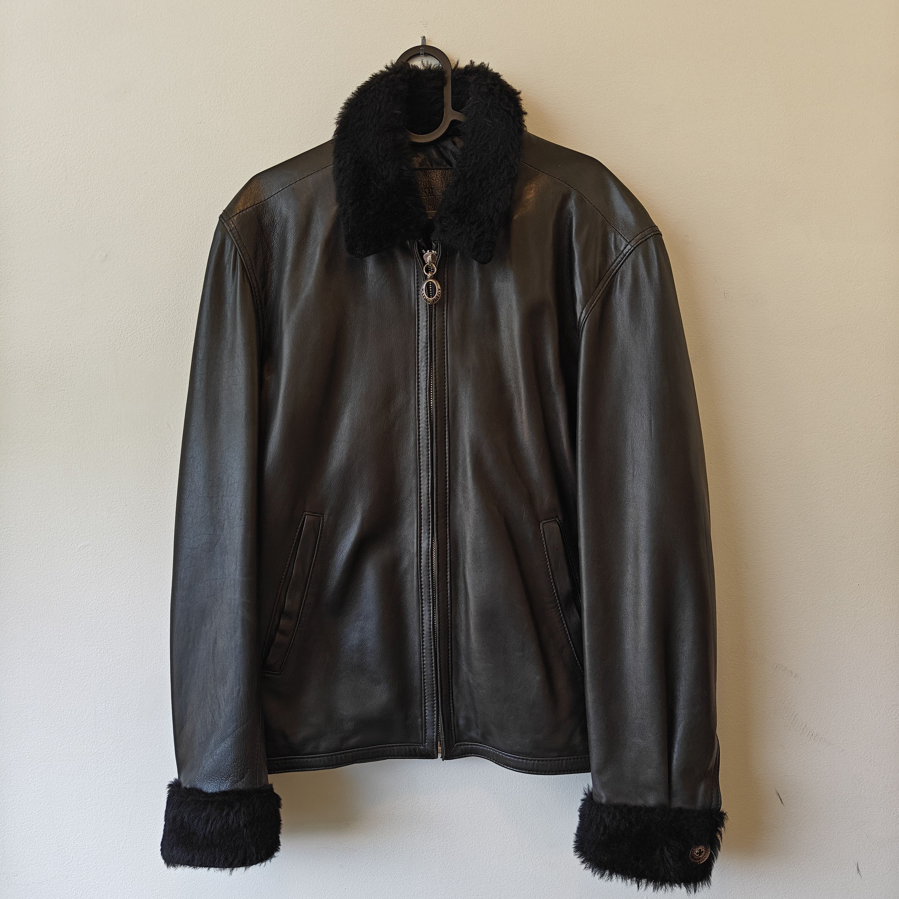 Rare sterling silver hardware leather jacket chrome hearts