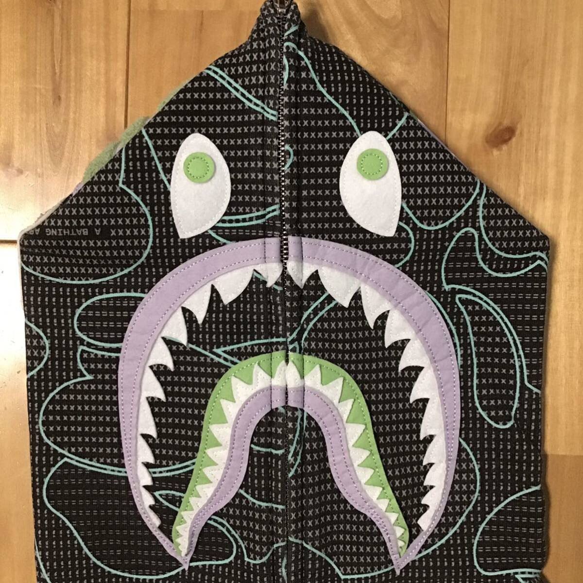 Bape 💫Glow in the Dark💫 BAPE TEXT CODE CAMO Shark full zip hoodie Size US XL / EU 56 / 4 - 4 Thumbnail