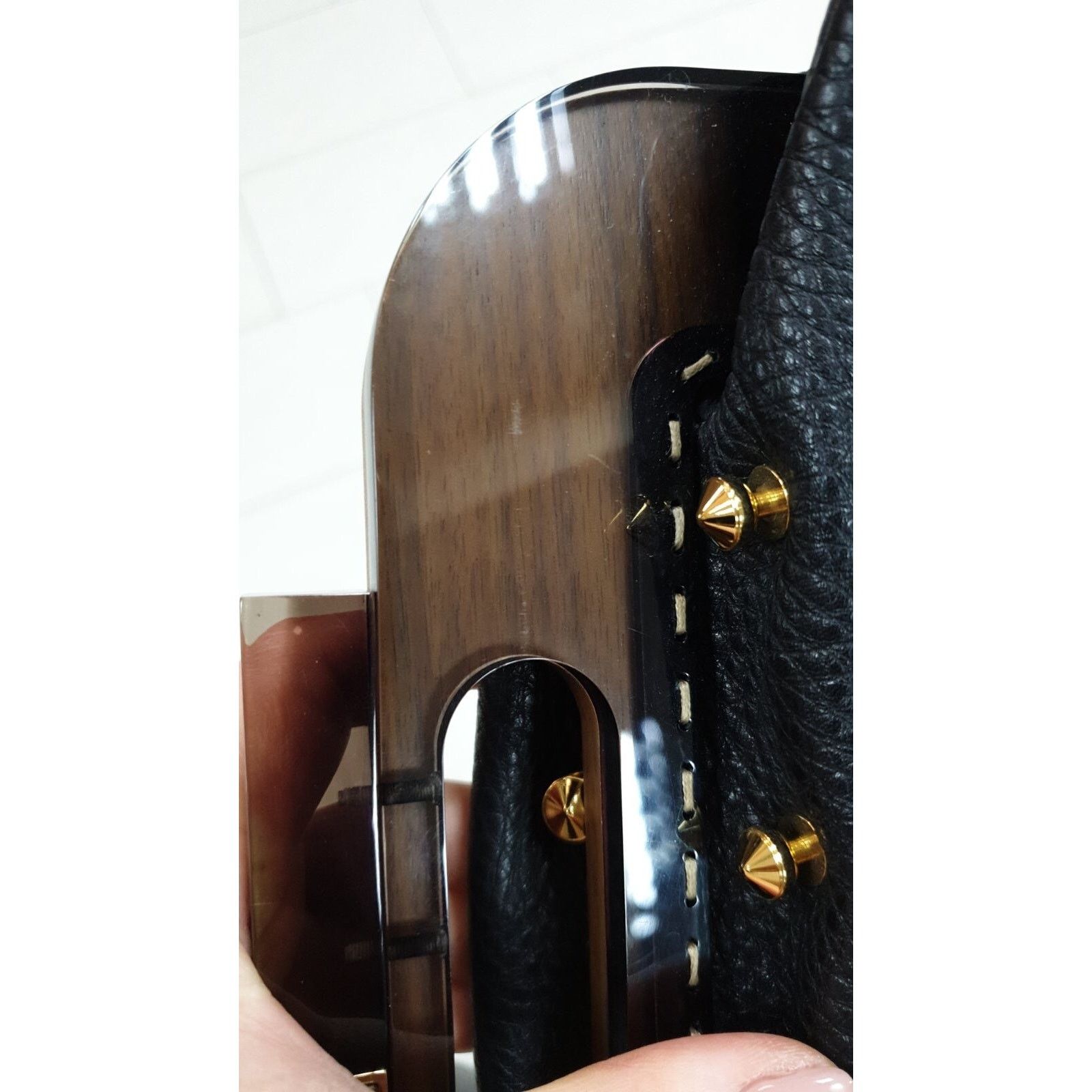 Fendi Fendi Black Leather Walnut Wood Handle Clutch Bag Size ONE SIZE - 10 Thumbnail