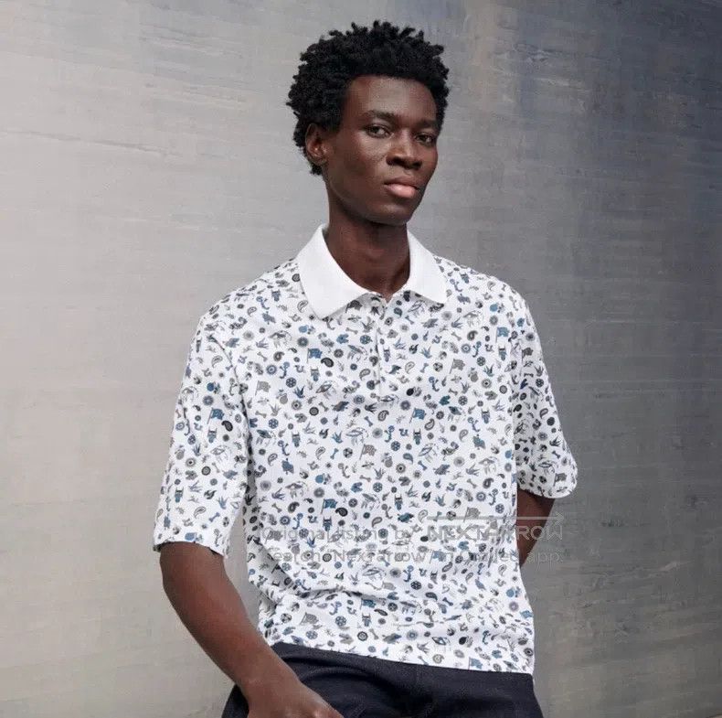 Hermes Hermes Men's Cotton All-Over Printed Short Sleeve Polo Shi Size US L / EU 52-54 / 3 - 2 Thumbnail