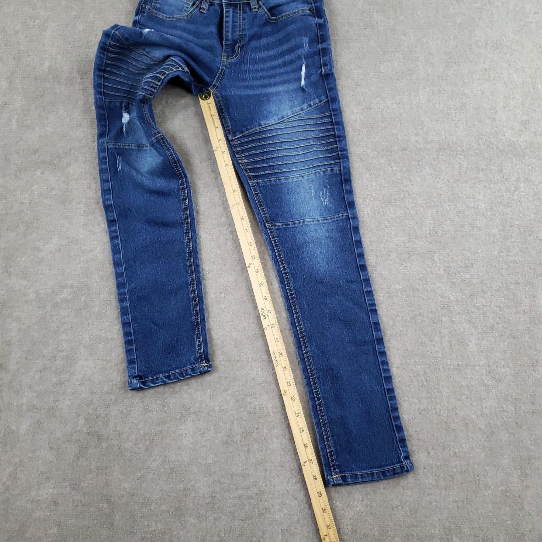 Southpole Southpole Jeans Mens 29x30 Blue Skinny Moto Biker Denim Distressed Jeans Size US 29 - 2 Thumbnail