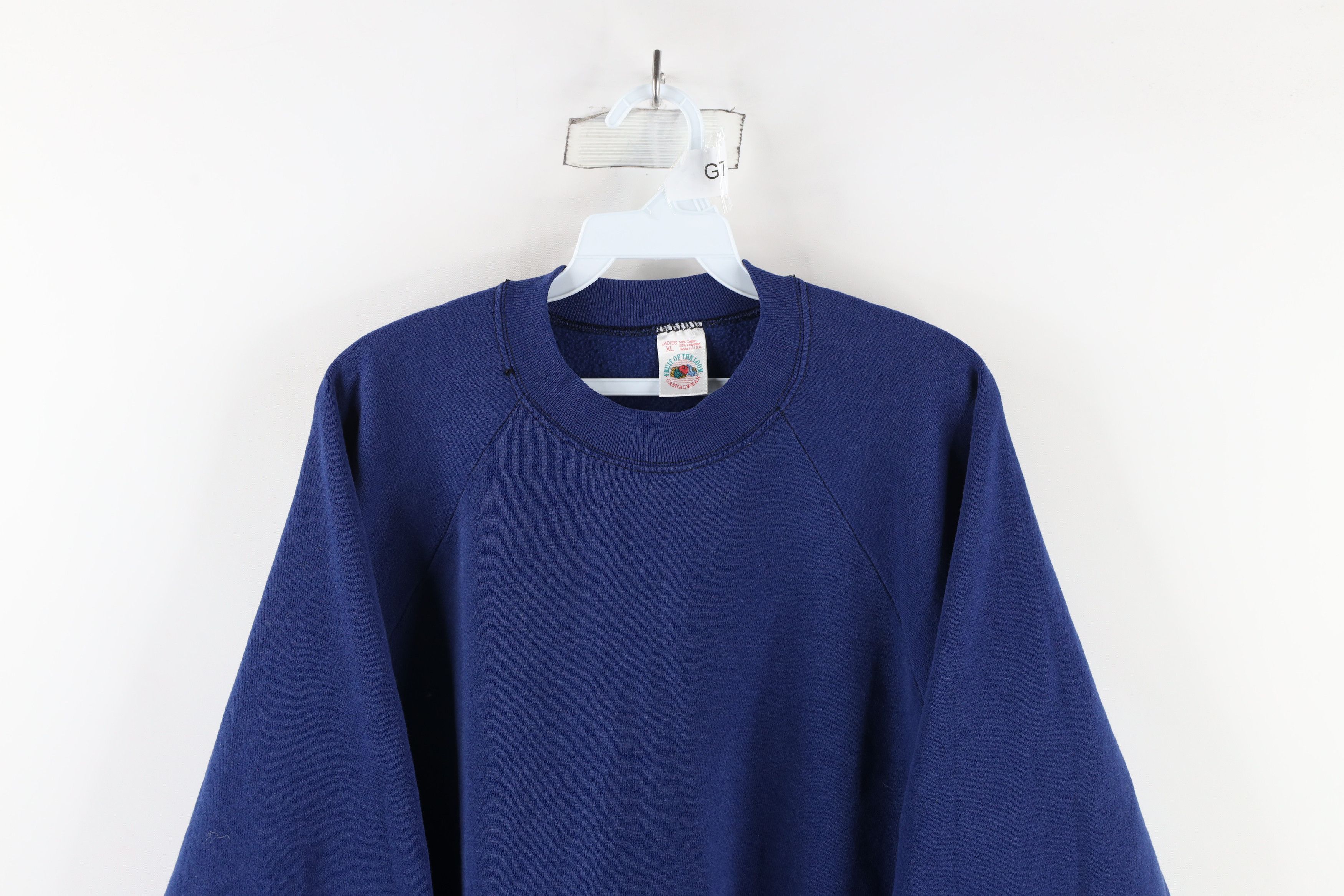 Vintage Vintage 90s Streetwear Blank Crewneck Sweatshirt Blue USA Size XL / US 12-14 / IT 48-50 - 2 Thumbnail