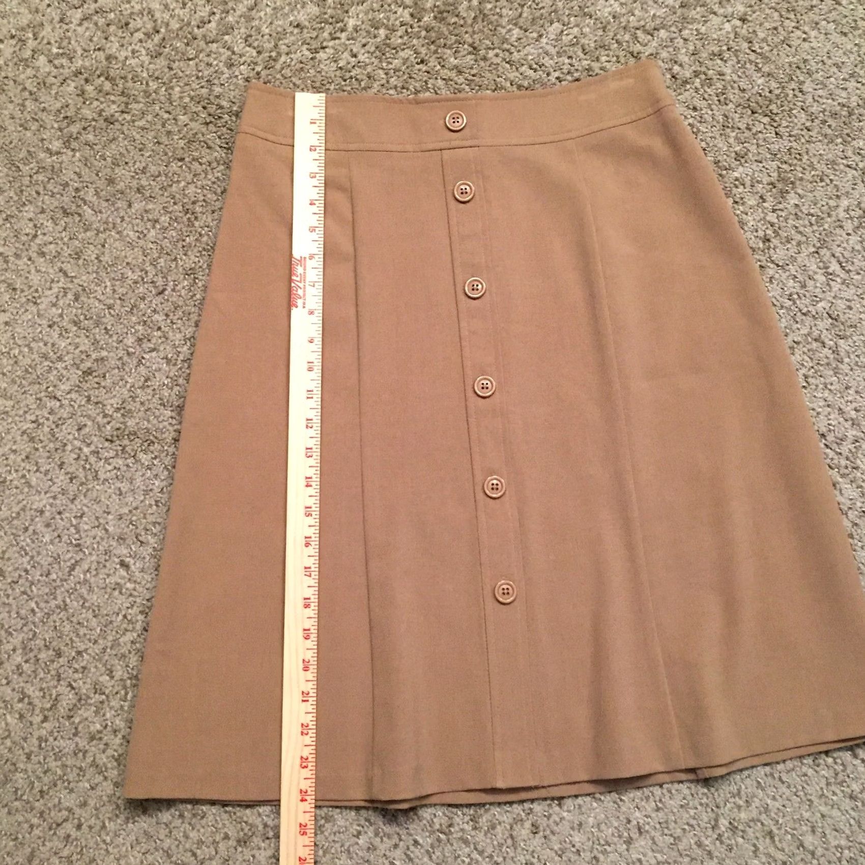 Vintage Counterparts Skirt Beltless Front A-Line Knee Length Beige 8 Womens Regular Polyester Unlined Button Front Zip Sold Solid Pattern Size 30" / US 8 / IT 44 - 4 Thumbnail