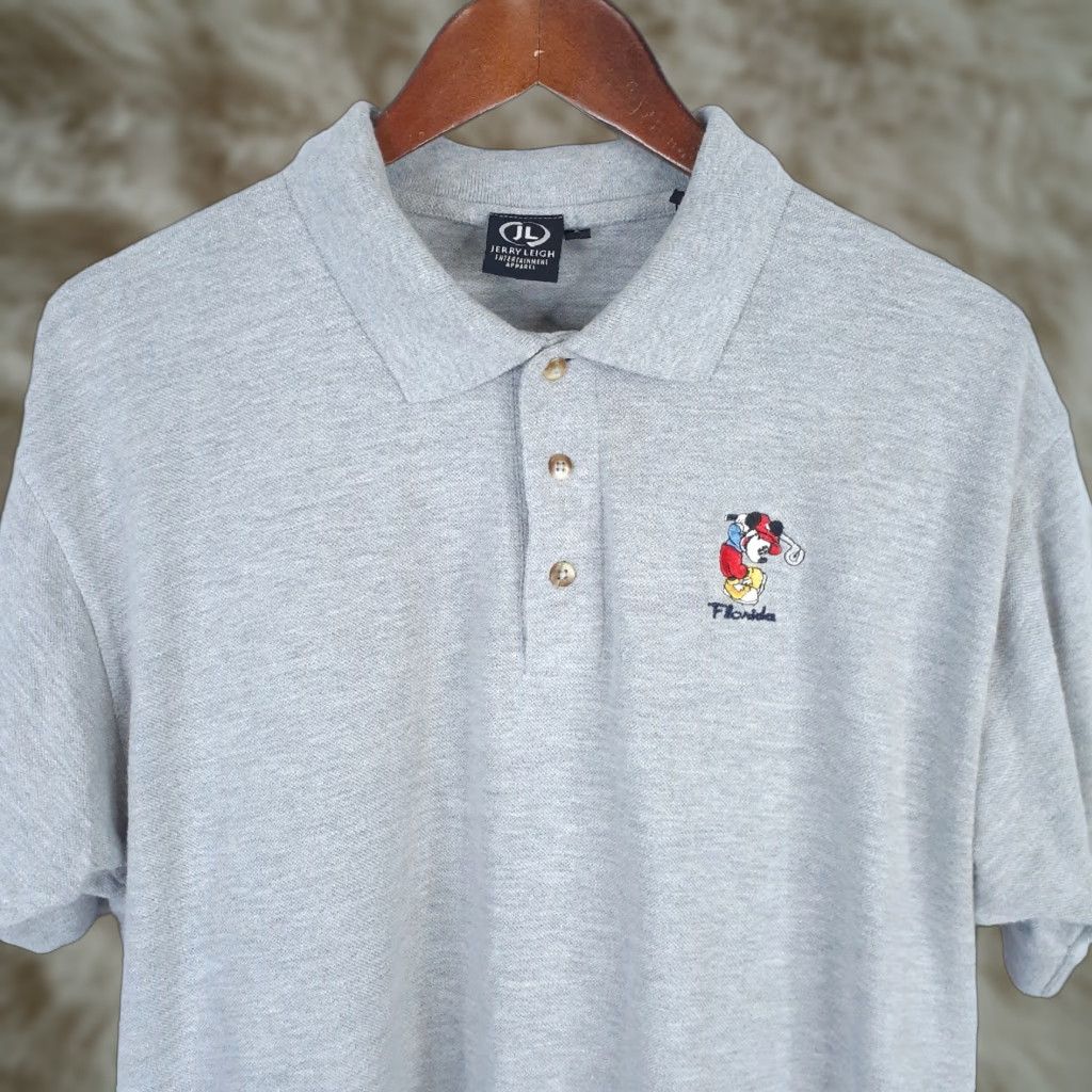 Vintage Jerry Leigh Mickey Mouse Polo Shirt Golf Short Sleeve Mens Large Gray Size US L / EU 52-54 / 3 - 1 Thumbnail