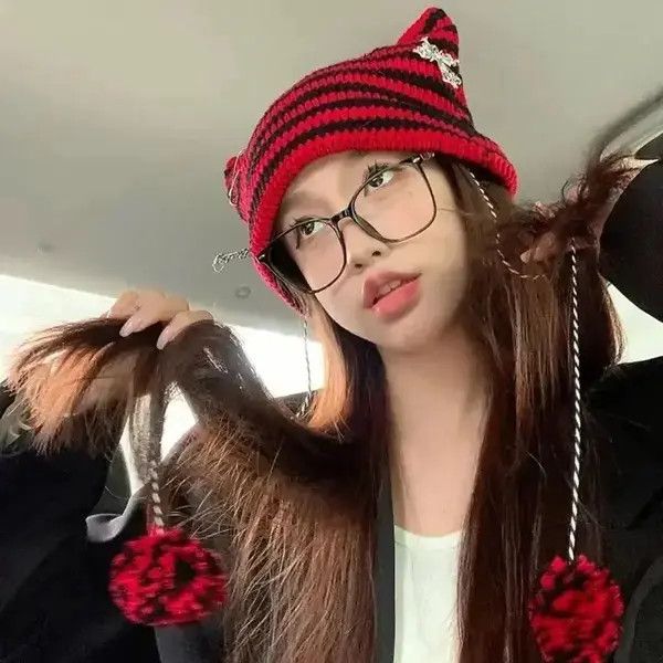 Other Winter Devil Striped Knitted Beanie Hat Size ONE SIZE - 3 Thumbnail