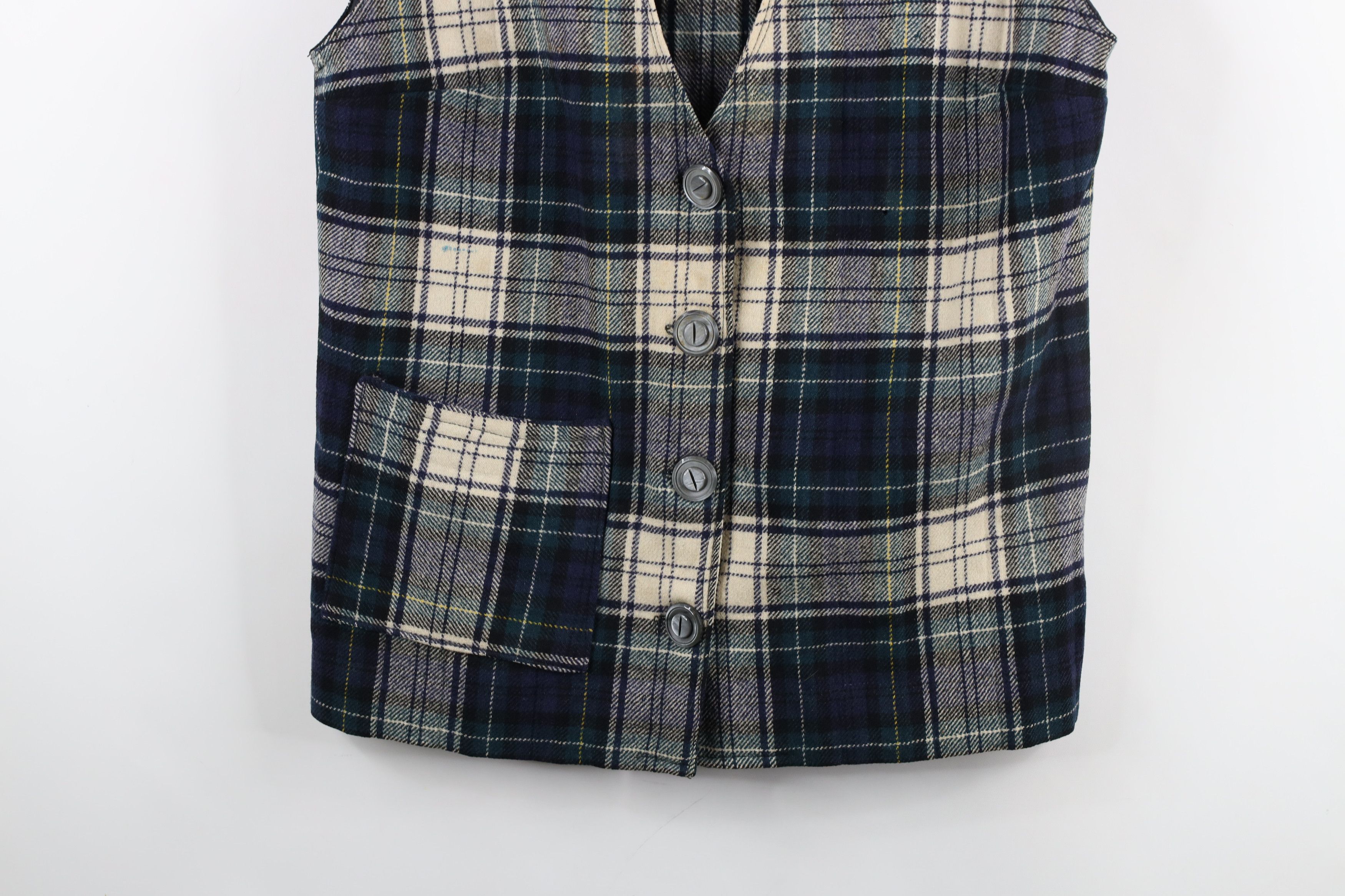 Vintage Vintage 60s 70s Streetwear Wool Button Vest Jacket Plaid USA Size L / US 10 / IT 46 - 3 Thumbnail