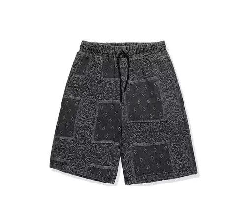 Japanese Brand × Jean 21SS Indigo Union Japan Black Bandana Paisley Denim Shorts Size US 32 / EU 48 - 1 Thumbnail