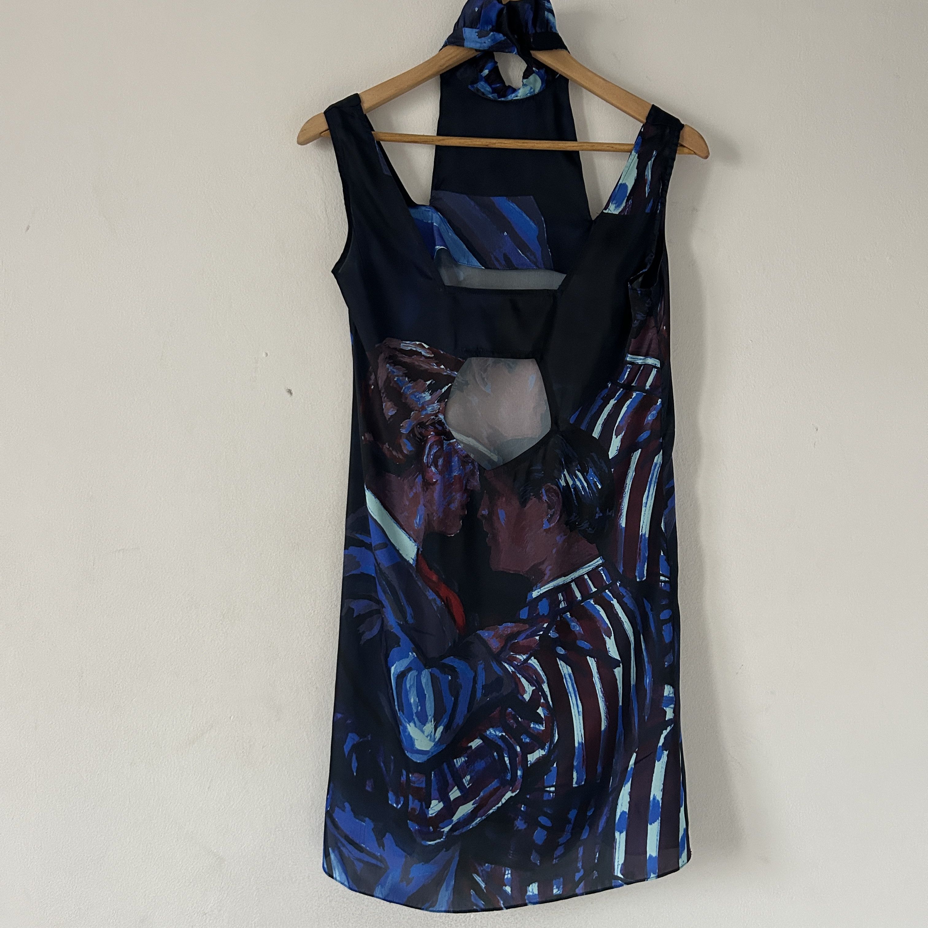 Designer Handmade gay couple dancing print cutout mini dress Size M / US 6-8 / IT 42-44 - 3 Thumbnail