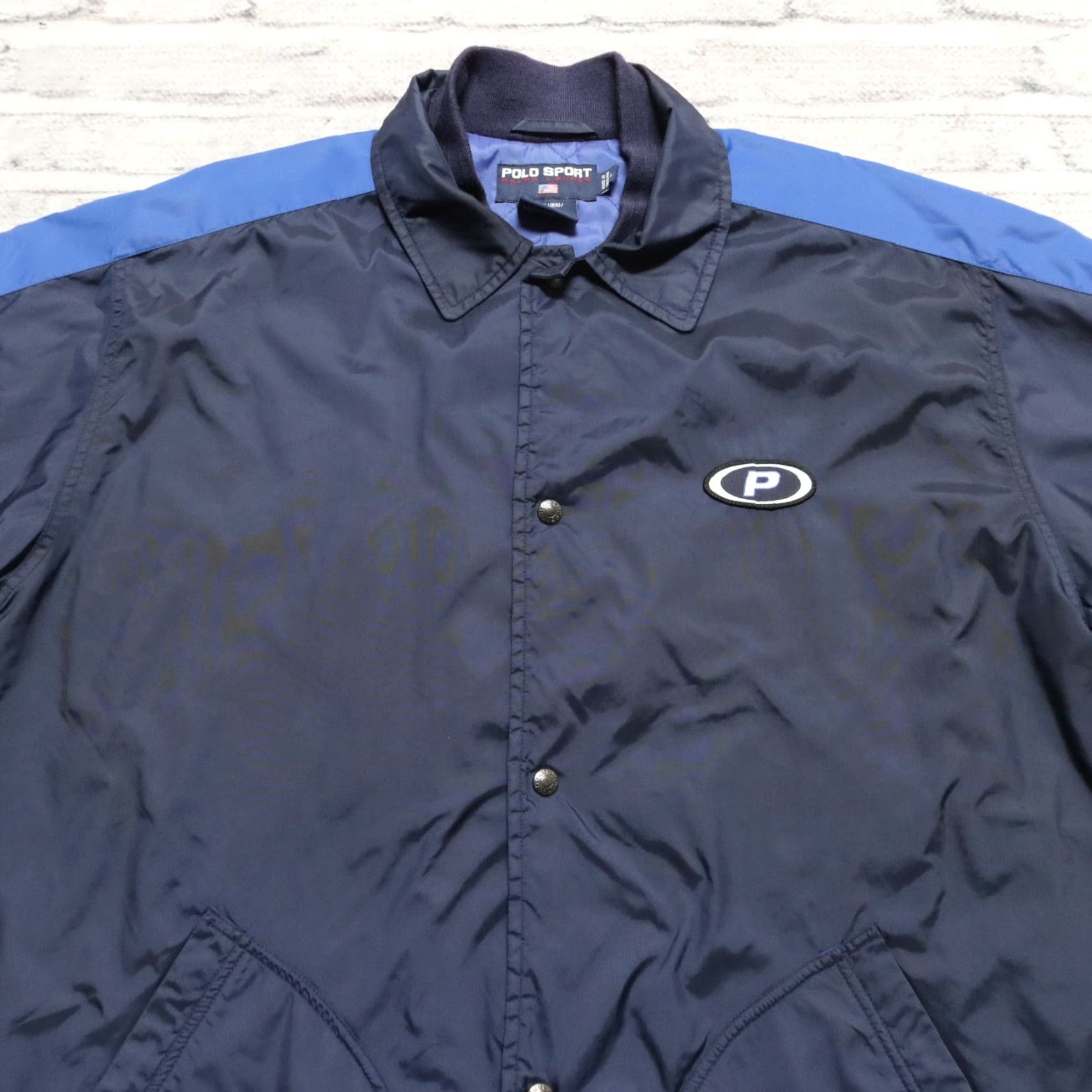 Polo Ralph Lauren VINTAGE Polo Sport Ralph Lauren Logo Jacket Mens Large Navy Nylon 90s Logo Jacket Size US L / EU 52-54 / 3 - 4 Thumbnail