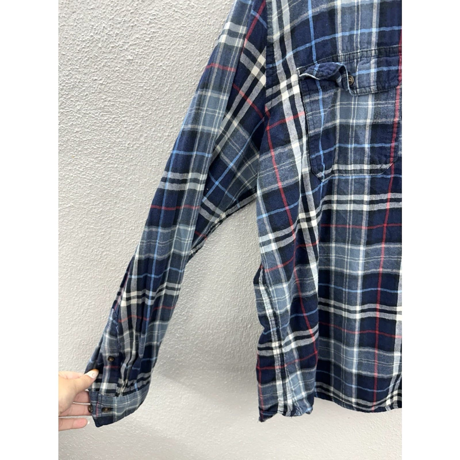 Vintage Goodfellow & Co Button-Up Shirt Mens XXL Blue Plaid Long Sleeve Regular Fit Size US XXL / EU 58 / 5 - 3 Thumbnail