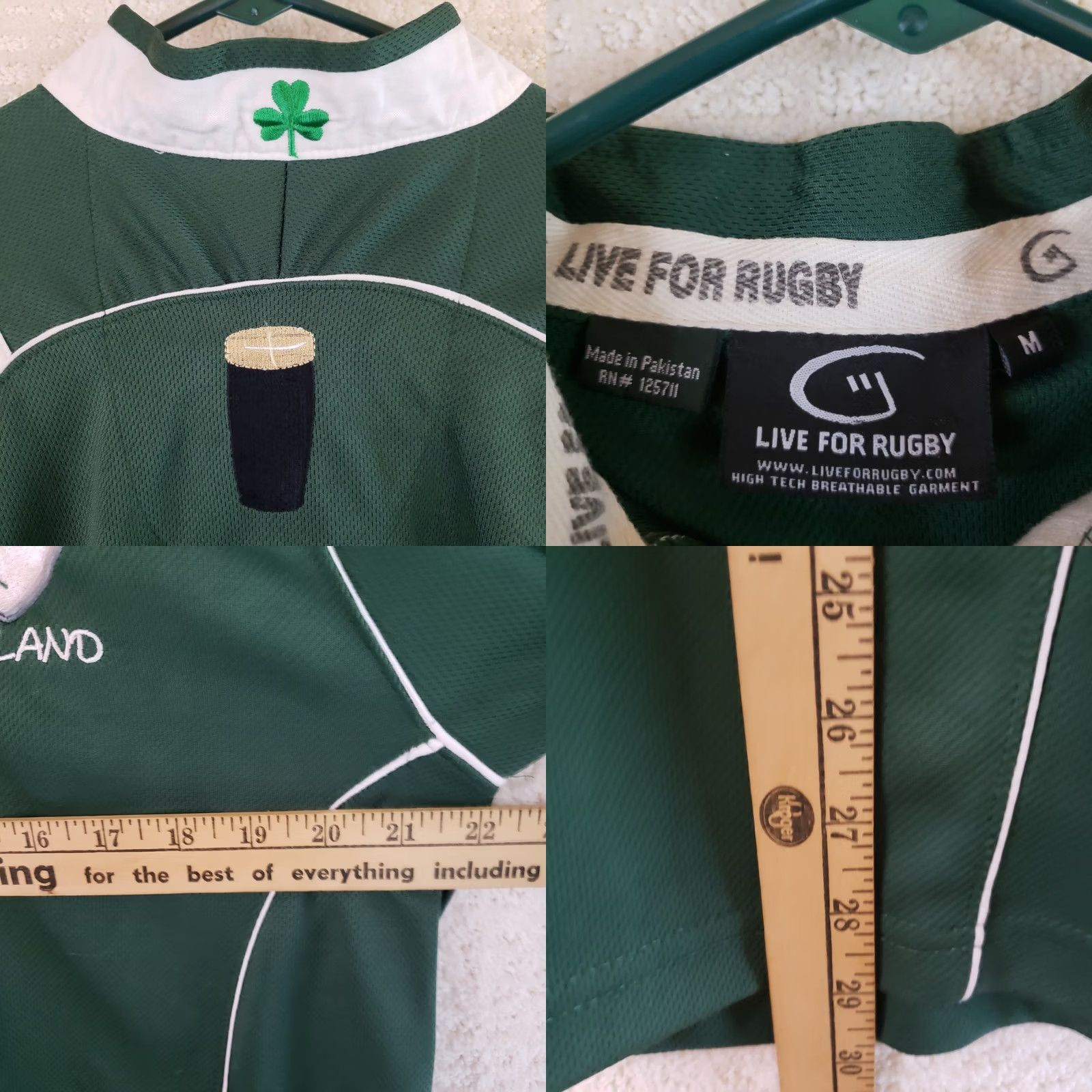 Vintage Live For Rugby Ireland Polo Shirt Jersey Mens M Green White Short Sleeve Polo Shirt Mens Medium Size US M / EU 48-50 / 2 - 9 Thumbnail
