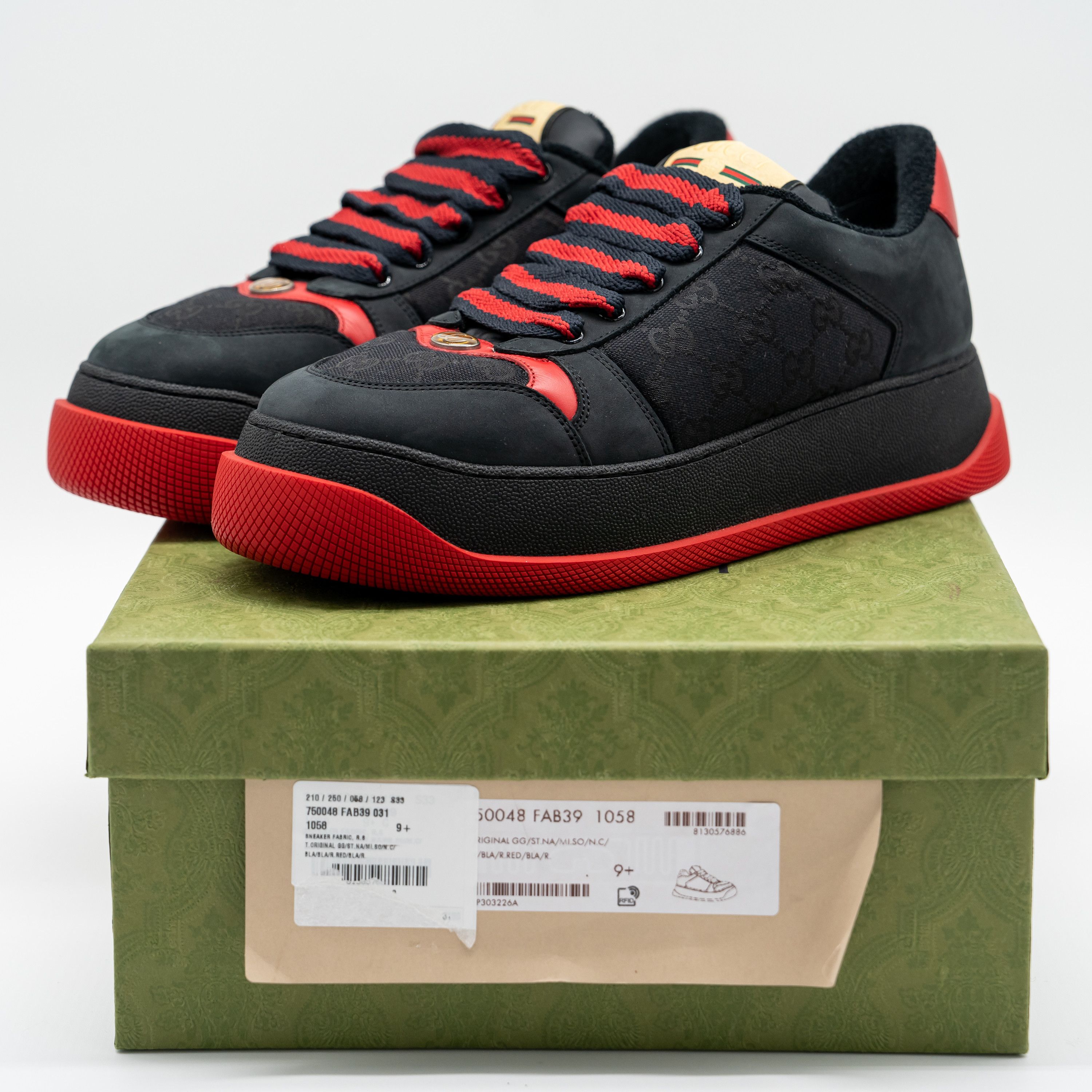 Gucci 10us Gucci Double Screener GG Black Red Chunky Sneakers Size US 10 / EU 43 - 11 Thumbnail