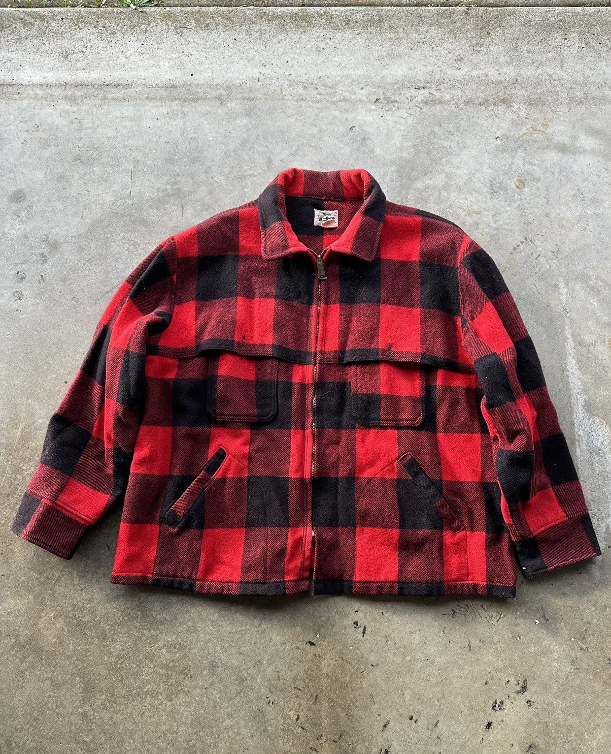 image of Vintage 1960’S Wool Rich Flannel Jacket in Red, Men's (Size 2XL)