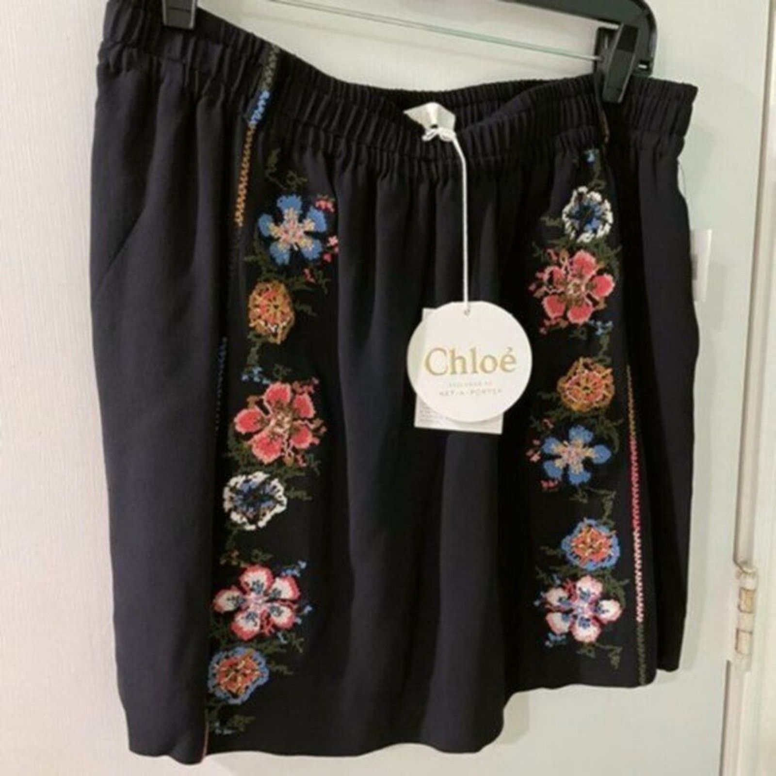 Chloe Chloe Embroidered crepe mini skirt navy size 8 Size 28" / US 6 / IT 42 - 11 Thumbnail