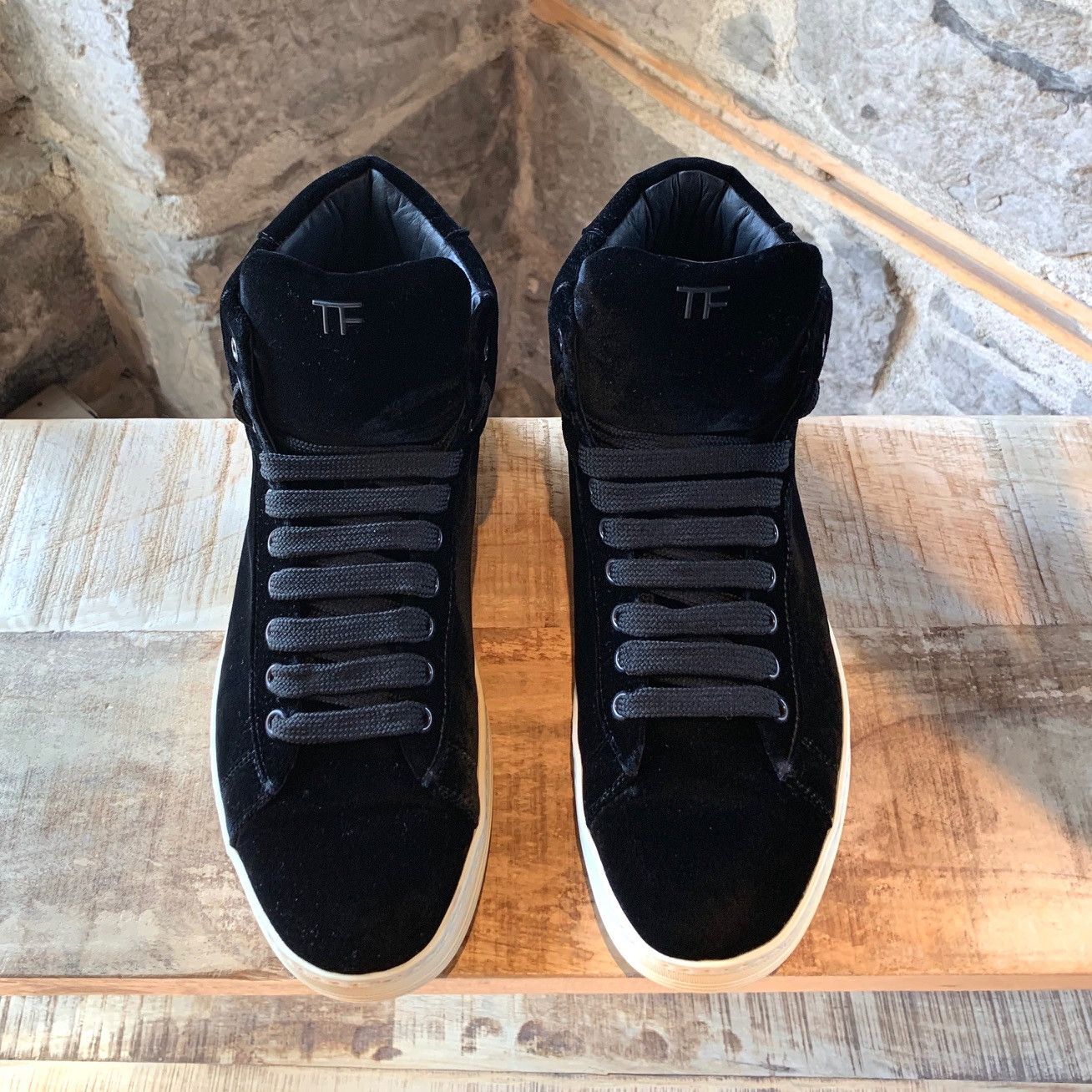 Tom Ford Tom Ford Black Velvet Russel High-top Sneakers Size US 8.5 / EU 41-42 - 2 Thumbnail