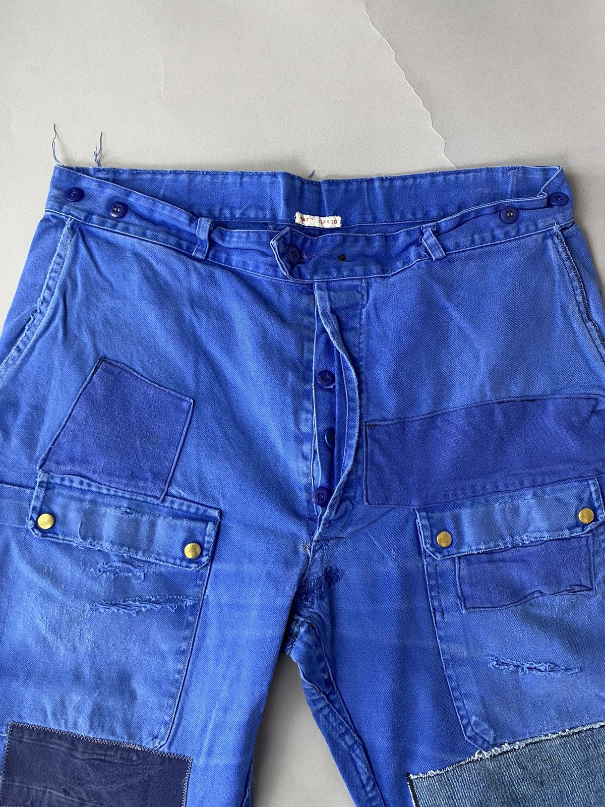 Japanese Brand × Le Laboureur × Vintage Vintage Blue Patched Workwear Trousers – 100% Cotton Size US 32 / EU 48 - 5 Thumbnail