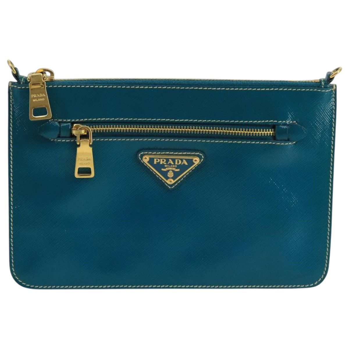 Saffiano Blue Leather Shoulder Bag (Pre-Owned)