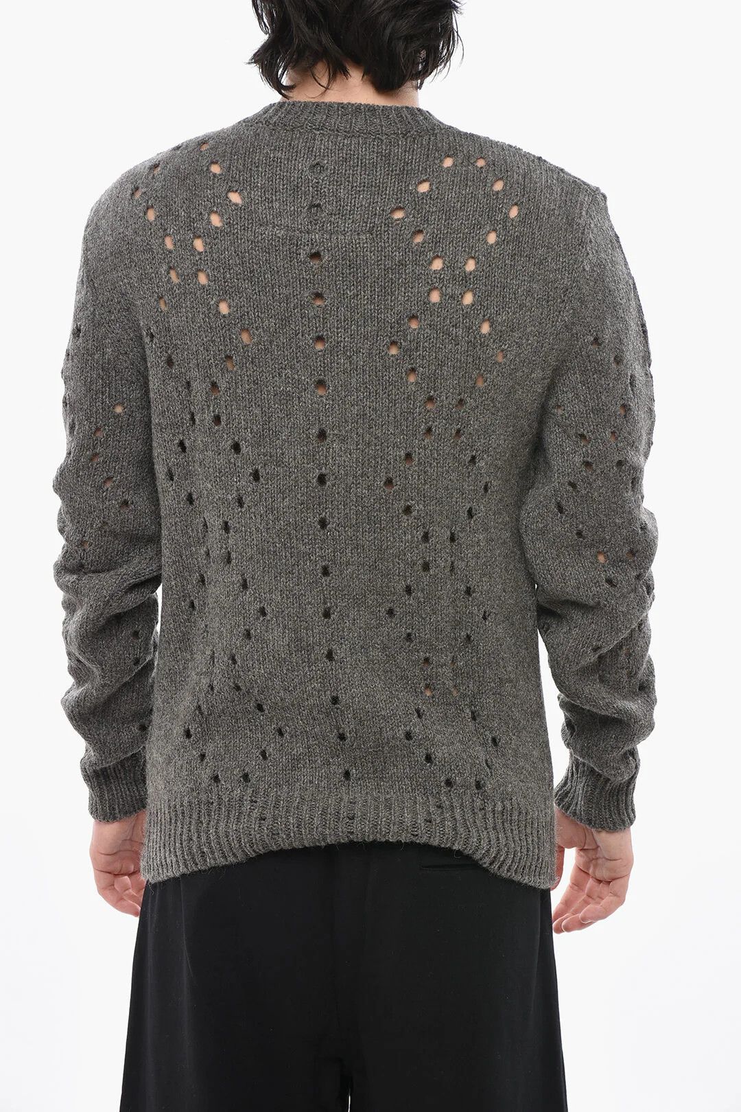 Givenchy og1mm0326 Openwork Alpaca-Blend Crewneck Sweater in Grey Size US L / EU 52-54 / 3 - 2 Thumbnail