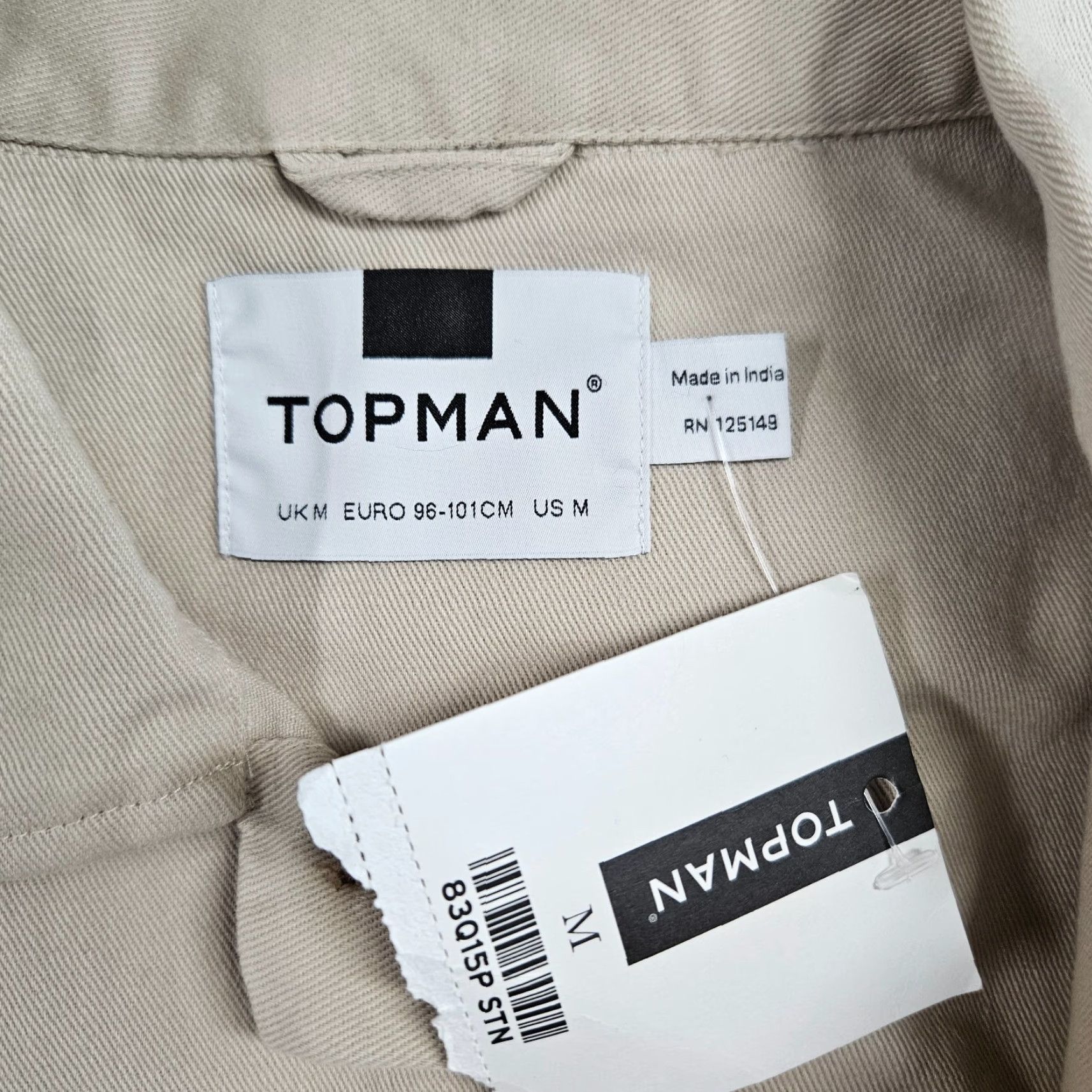 Topman Topman Mens Button Front Shirt Sz M Beige Cotton Distressed Solid Short Sleeve Modern Size US M / EU 48-50 / 2 - 6 Thumbnail