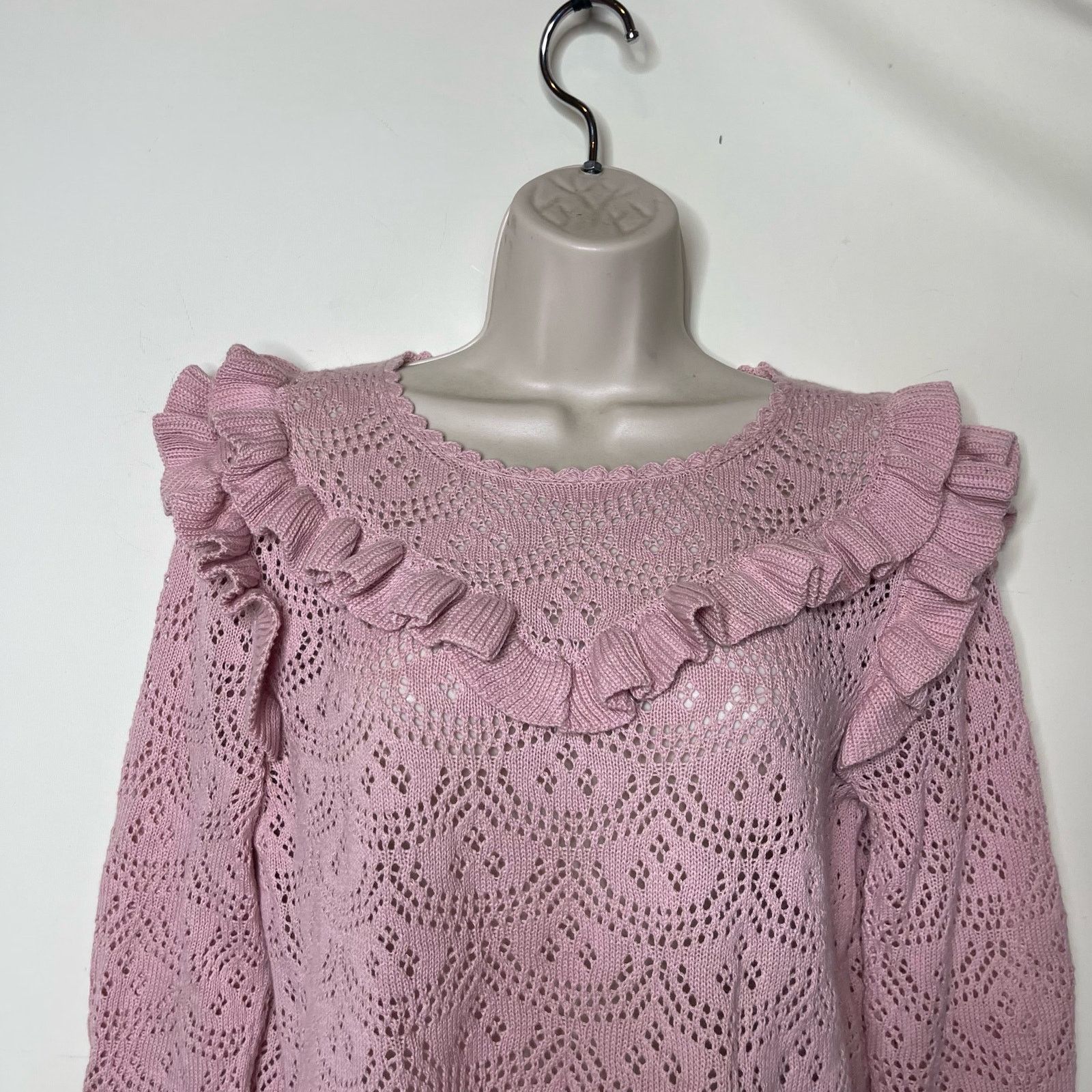 LoveShackFancy LOVESHACKFANCY Natalie Long Sleeve Pullover Sweater Pink M Size M / US 6-8 / IT 42-44 - 7 Thumbnail