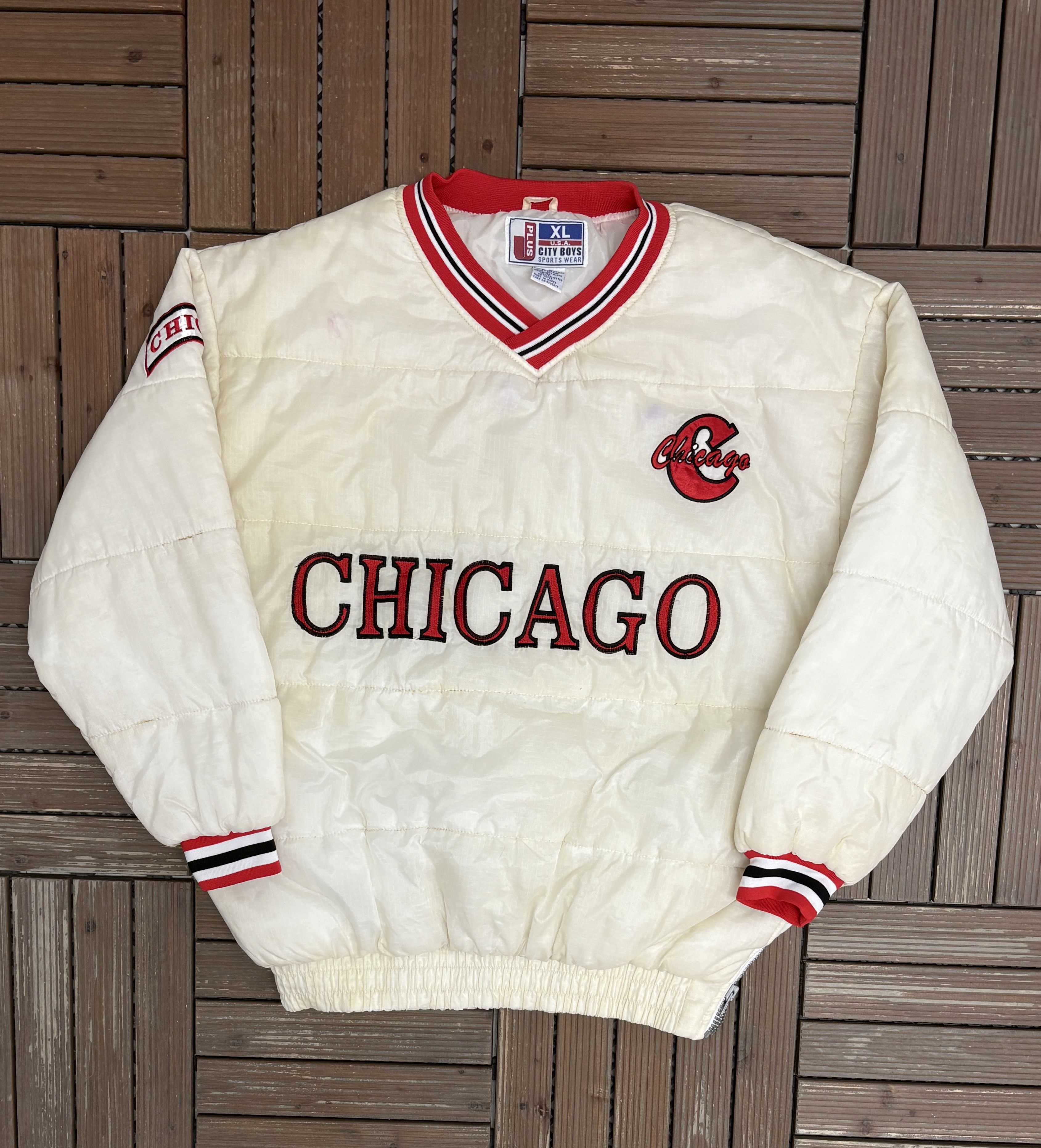 Vintage Chicago Stitched Vintage White Jacket Size US XL / EU 56 / 4 - 1 Thumbnail