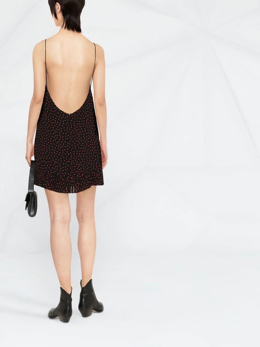 Saint Laurent Paris o1la1rc1a0425 683807 Robe Crepe Viscose Pois Mini Dress Size XL / US 12-14 / IT 48-50 - 4 Thumbnail
