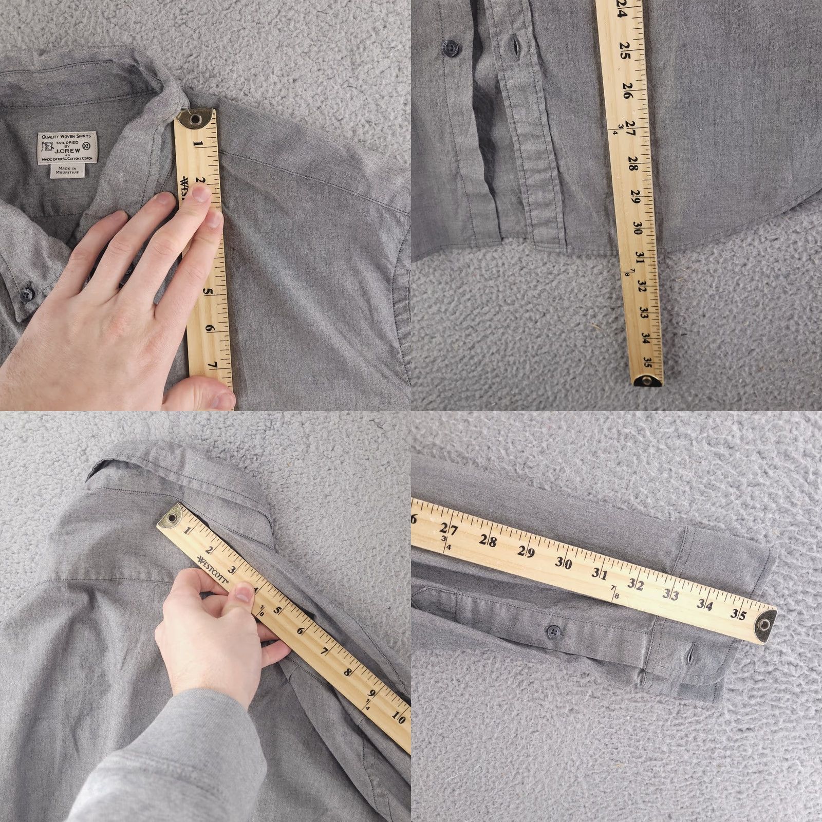 J.Crew J.CREW Shirt Mens XL Gray Long Sleeve Button-Up Adult XL Gray Button-Up Mens Size US XL / EU 56 / 4 - 8 Thumbnail