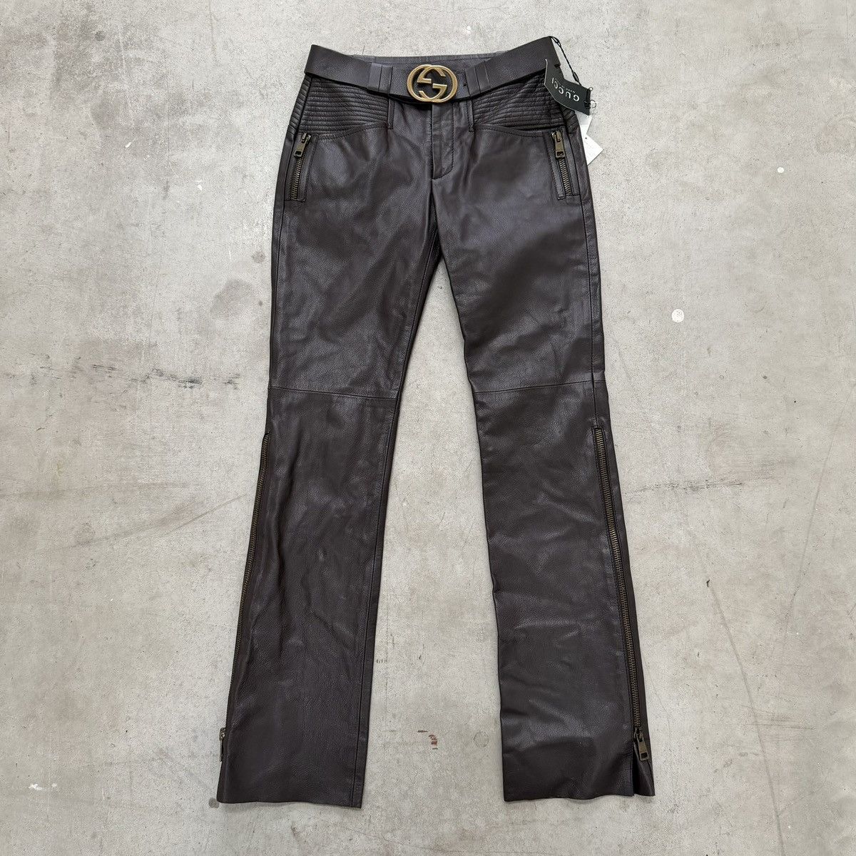 Gucci Gucci by Tom Ford FW2003 Interlocking Leather Pants Size 26" / US 2 / IT 38 - 1 Thumbnail