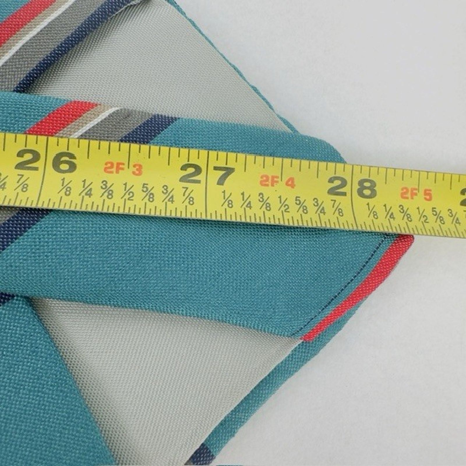 Other Brownstone Necktie Aqua/Red Stripes Silk USA Preppy VTG Size ONE SIZE - 11 Thumbnail