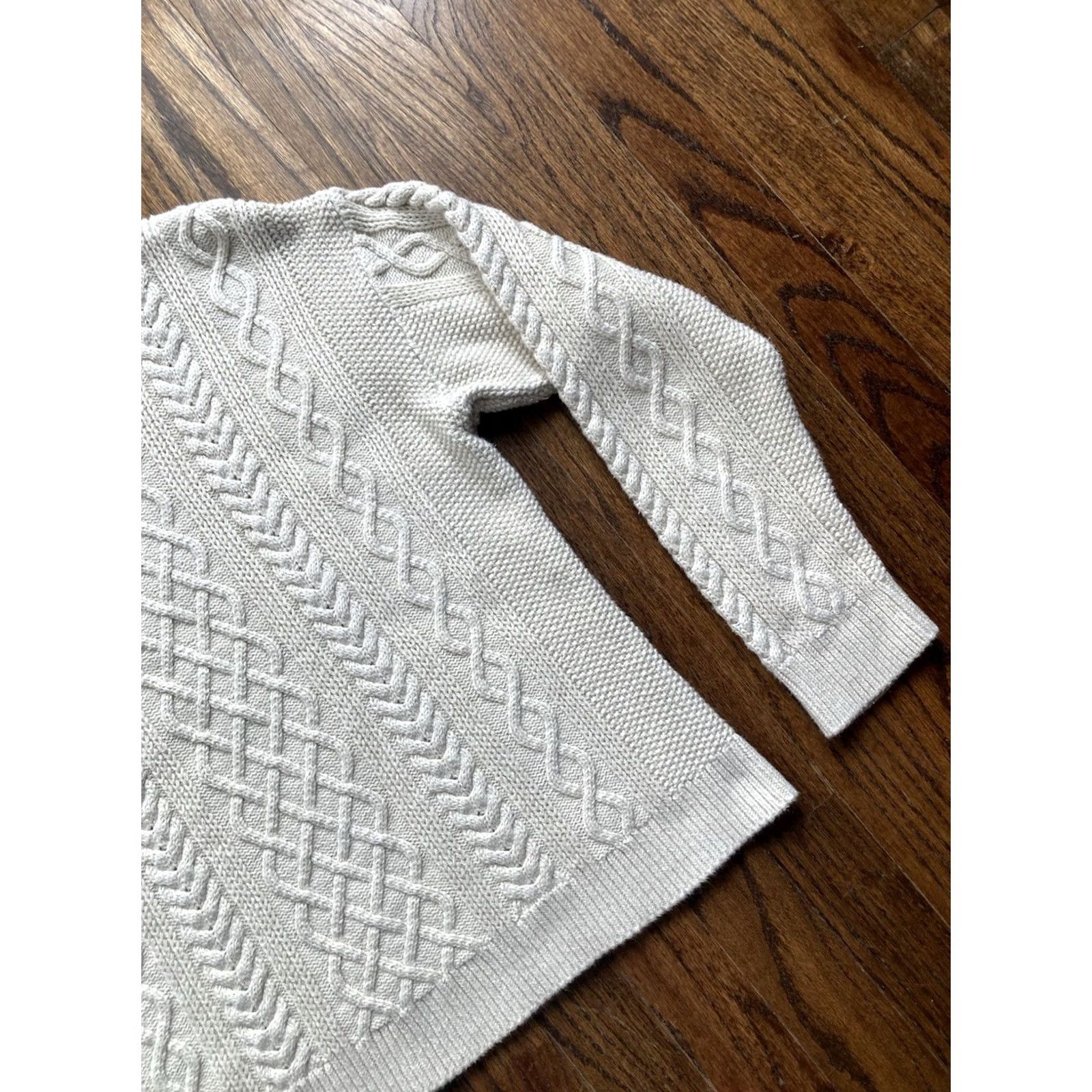J.Crew VINTAGE J.CREW Sweater Womens Large Ivory Cable-Knit Cotton Classic Preppy Pullover L Womens Size L / US 10 / IT 46 - 3 Thumbnail