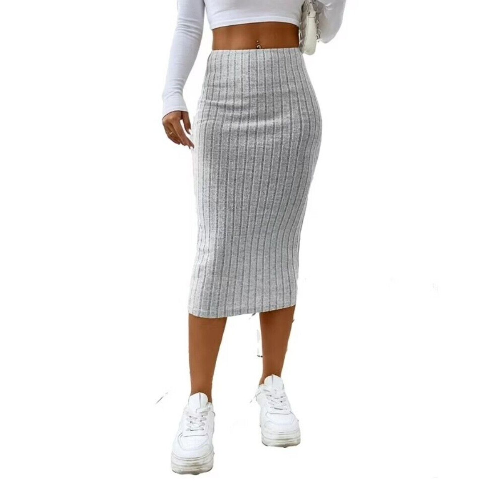 Forever 21 × Shein Make Me Chic 2 Pc Crop Top Ruched Knit Maxi Skirt S Soft Set Size S / US 4 / IT 40 - 3 Thumbnail