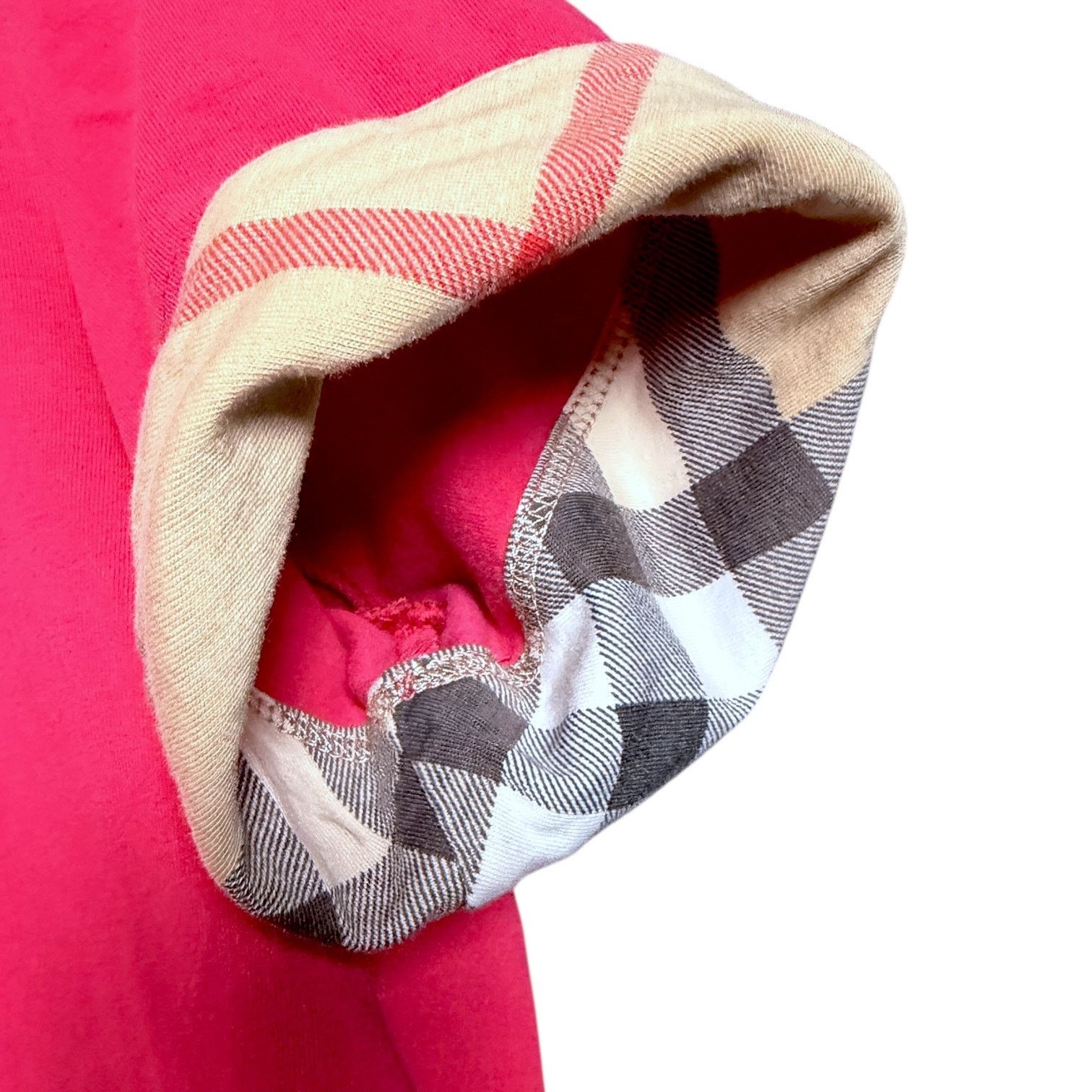 Burberry Burberry Brit Dark Pink Nova Check Cuff T-Shirt $290 Retail Size S / US 4 / IT 40 - 3 Thumbnail