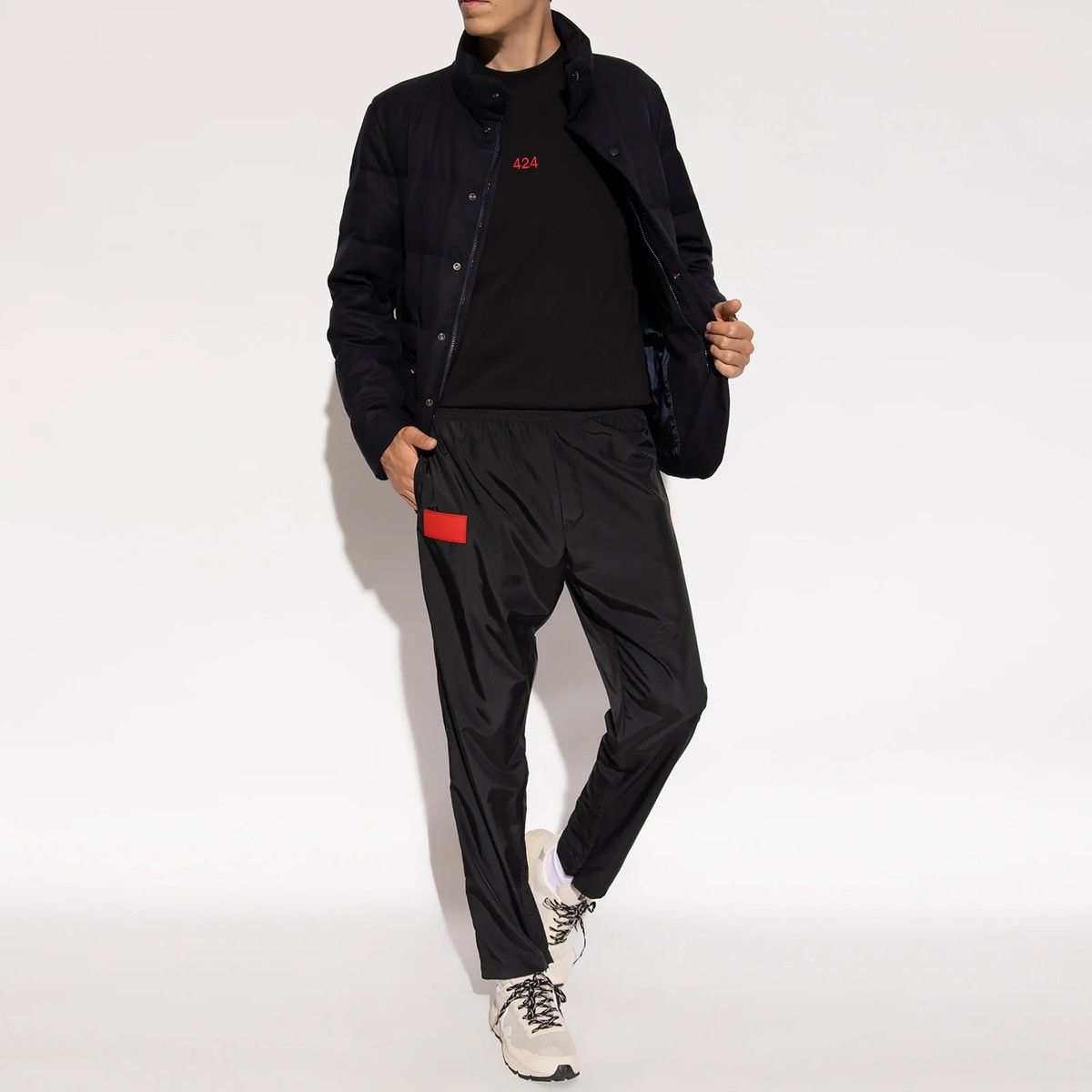 424 !DS! FW22 424 On Fairfax Logo Patched Black Track Pants Size US 36 / EU 52 - 5 Thumbnail