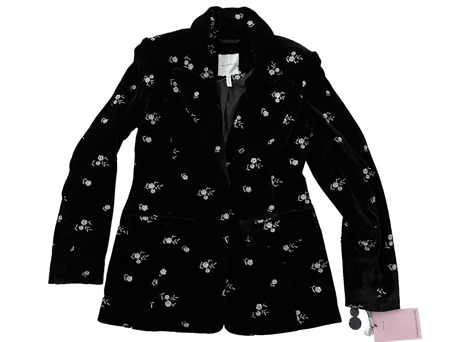 Other Avec Les Filles Floral Velvet Tuxedo Blazer Black ( XS ) Size XS / US 0-2 / IT 36-38 - 3 Thumbnail
