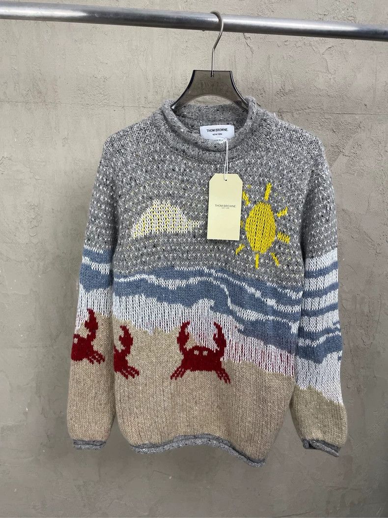 Thom Browne Thom Browne size2 Gray and white blended wool round collar Size US M / EU 48-50 / 2 - 1 Thumbnail