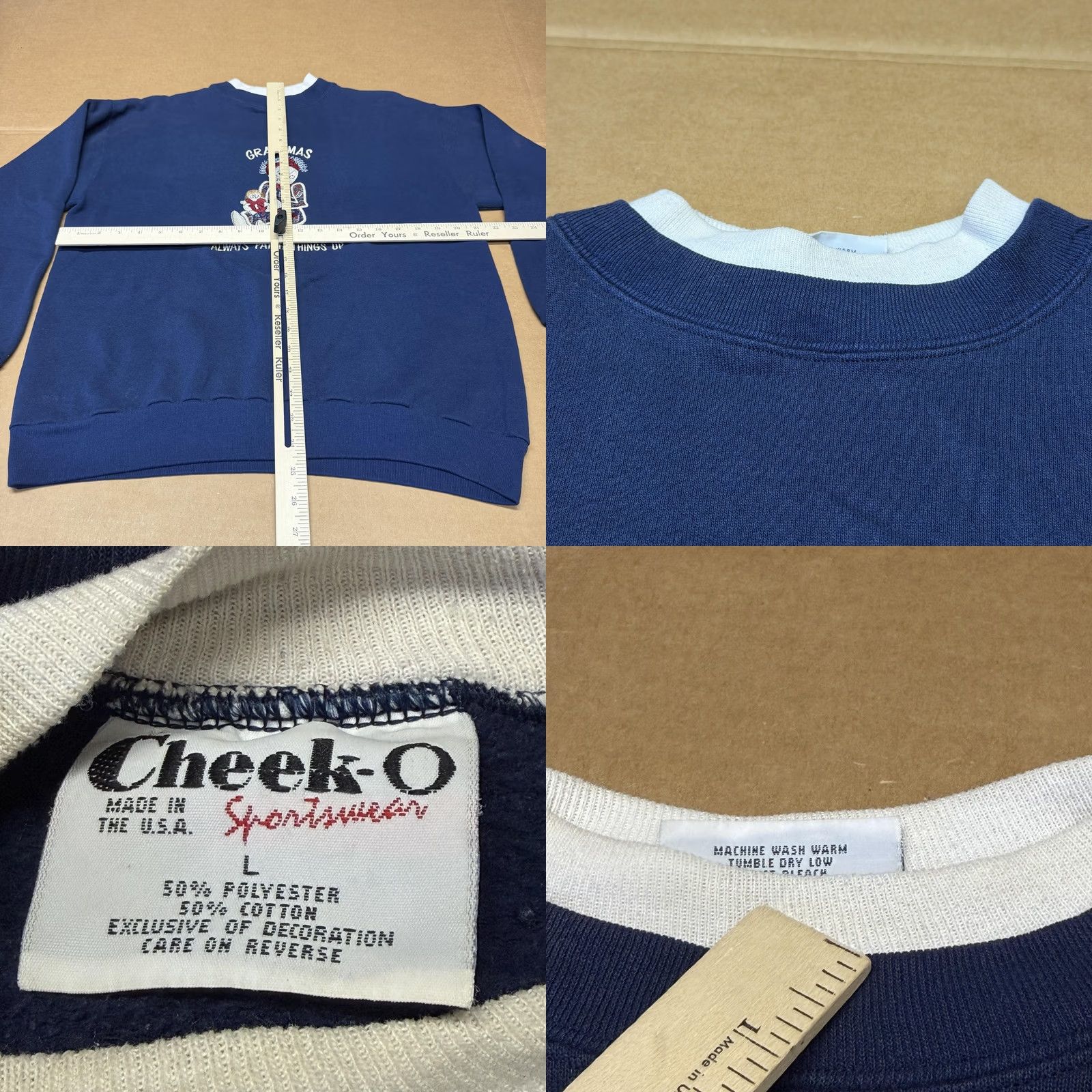 Vintage VINTAGE Cheek-O Sweatshirt Womens L Blue Grandmas Patch Things Up Graphic Sweatshirt Size L / US 10 / IT 46 - 8 Thumbnail