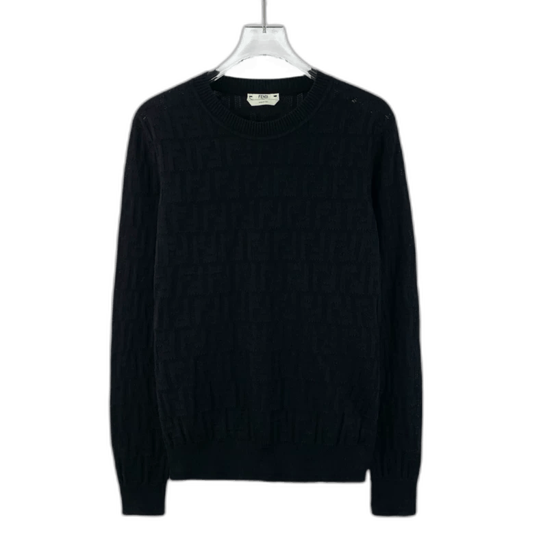 Fendi Fendi Black Logo Embossed Knit Sweater Size US M / EU 48-50 / 2 - 1 Thumbnail
