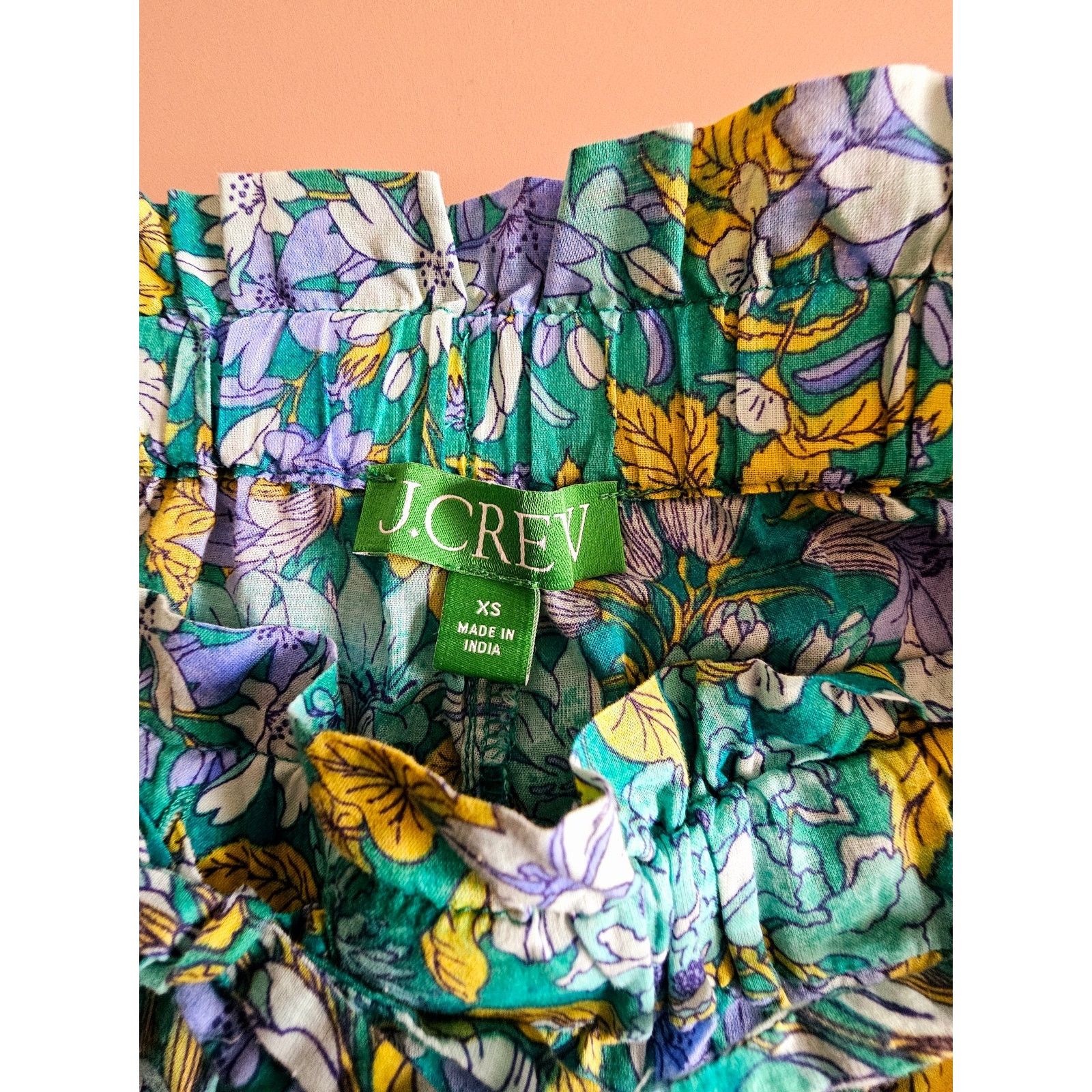 J.Crew J. Crew Cotton Green Floral Voile Ruffle Beach Shorts XS Size 26" / US 2 / IT 38 - 6 Thumbnail