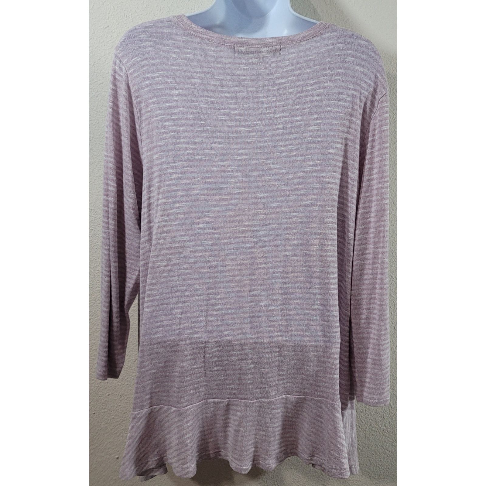 Other Absolutely Famous Lilac White Striped Slub Knit Top XL Soft Size XL / US 12-14 / IT 48-50 - 2 Thumbnail