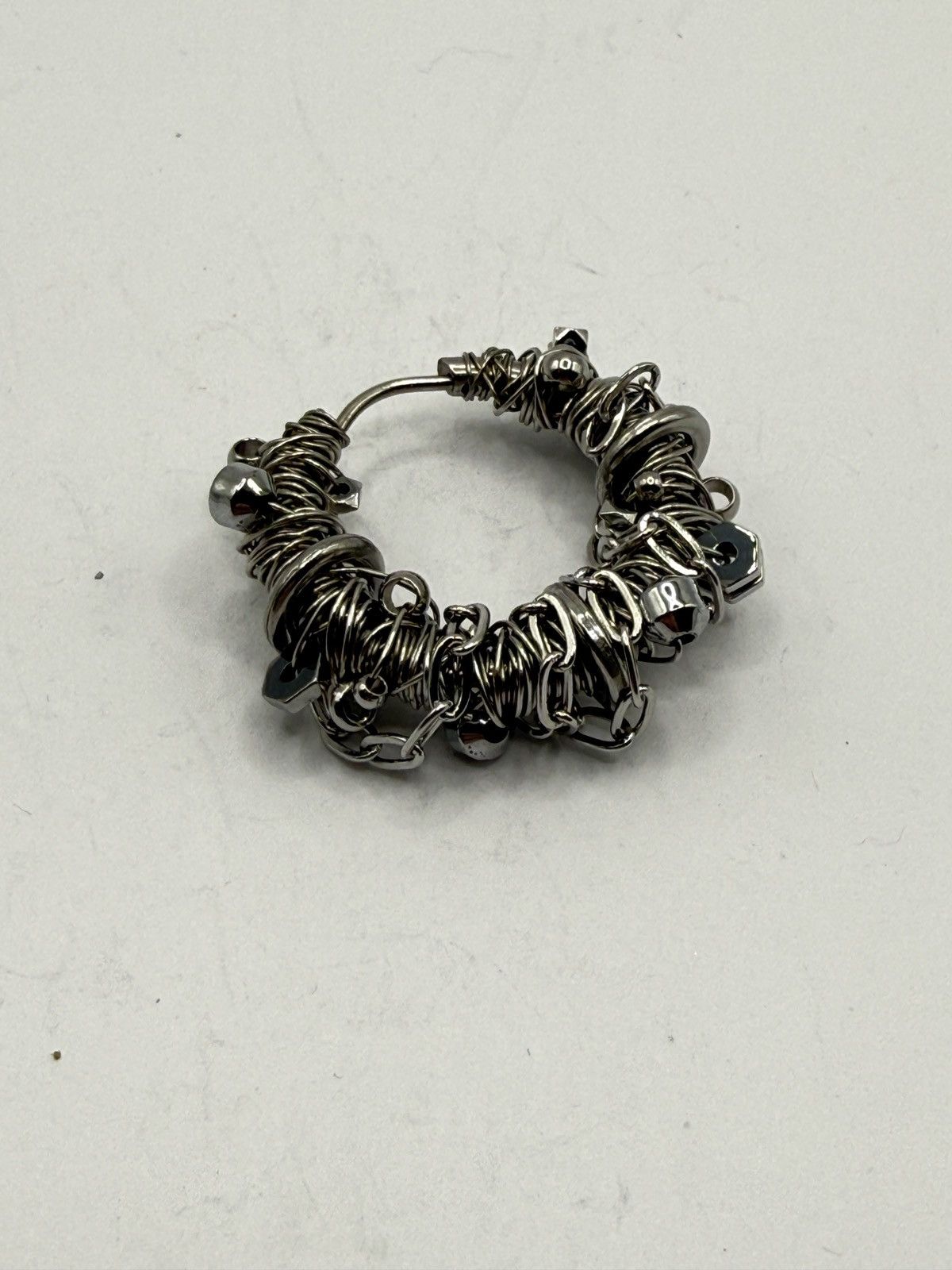 Seditionaries Handmade Mono Earring with Chain biker/goth chrome erd Size ONE SIZE - 7 Thumbnail